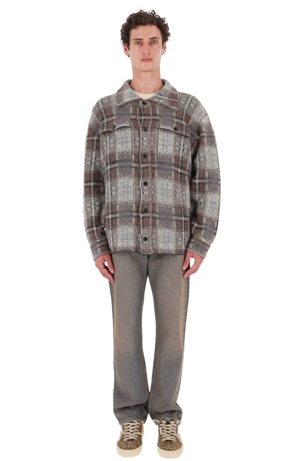 Roberto Collina Overshirt check in alpaca-lana MYB13005 08 