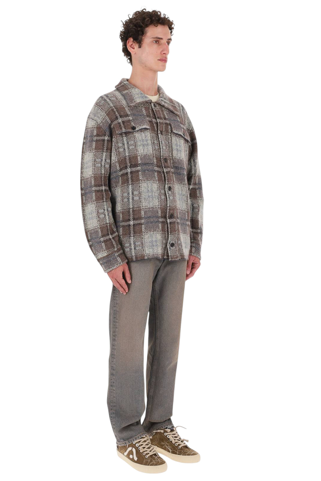 Roberto Collina Overshirt check in alpaca-lana MYB13005 08 