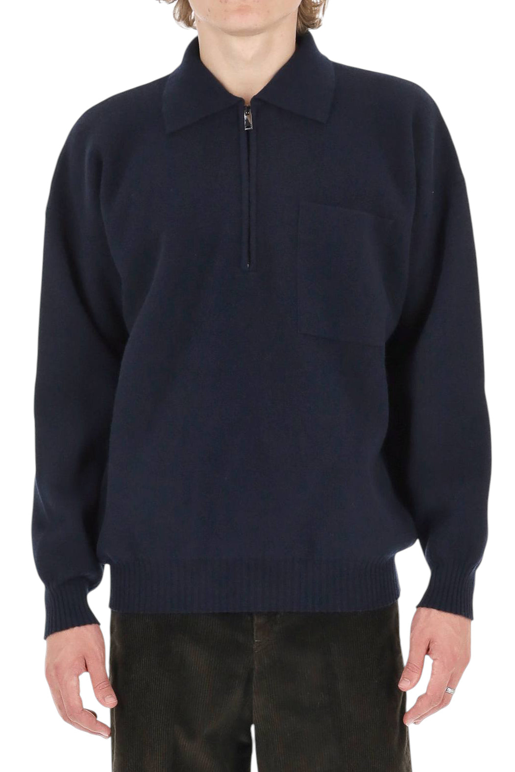 Roberto Collina Polo mezza zip in lana merino con taschino MYB21004 10 
