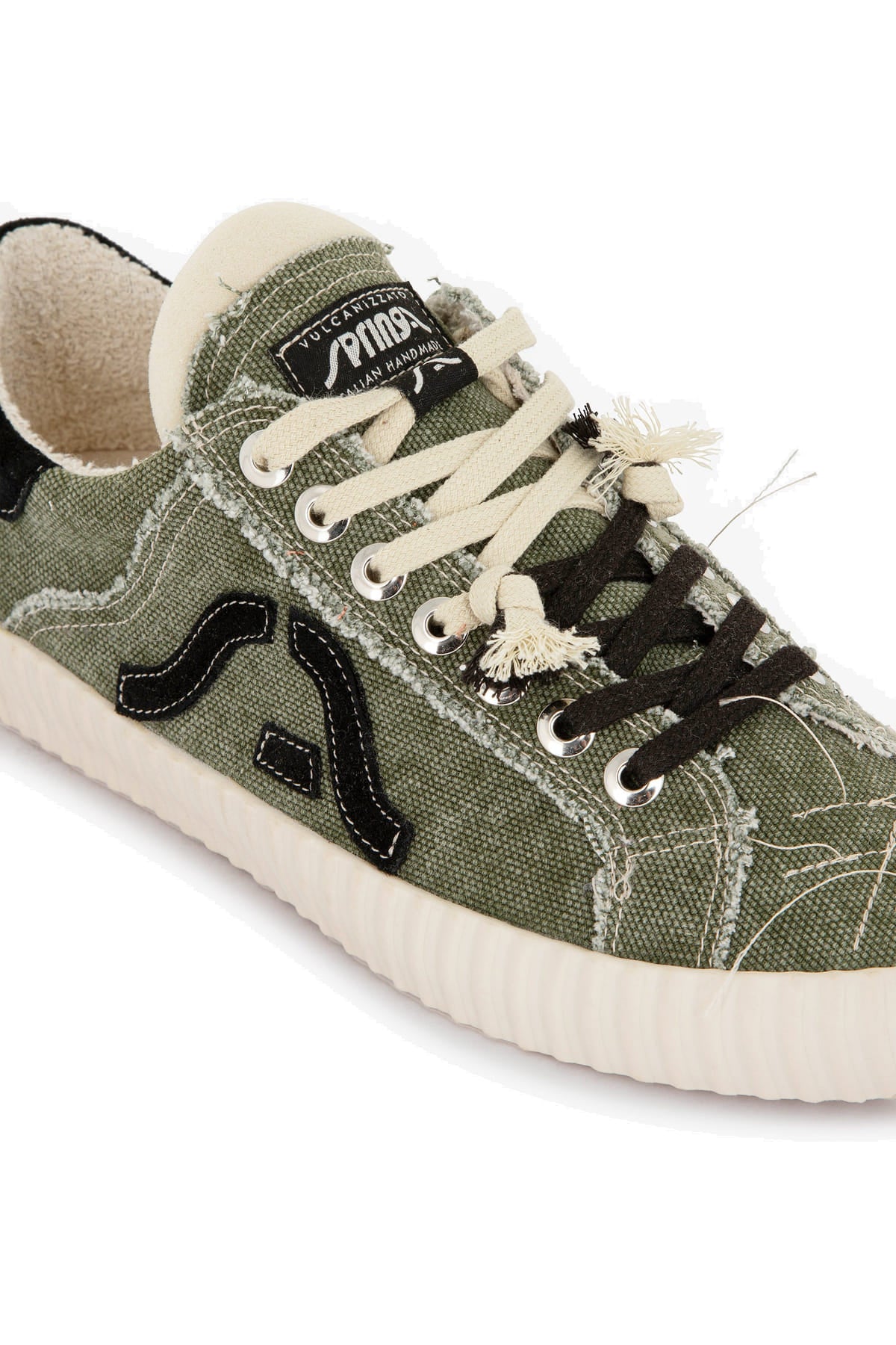 Springa Sneaker vulcanizzata Wavy in canvas di cotone Olona WL2 OL TEXA1EPR GREEN 