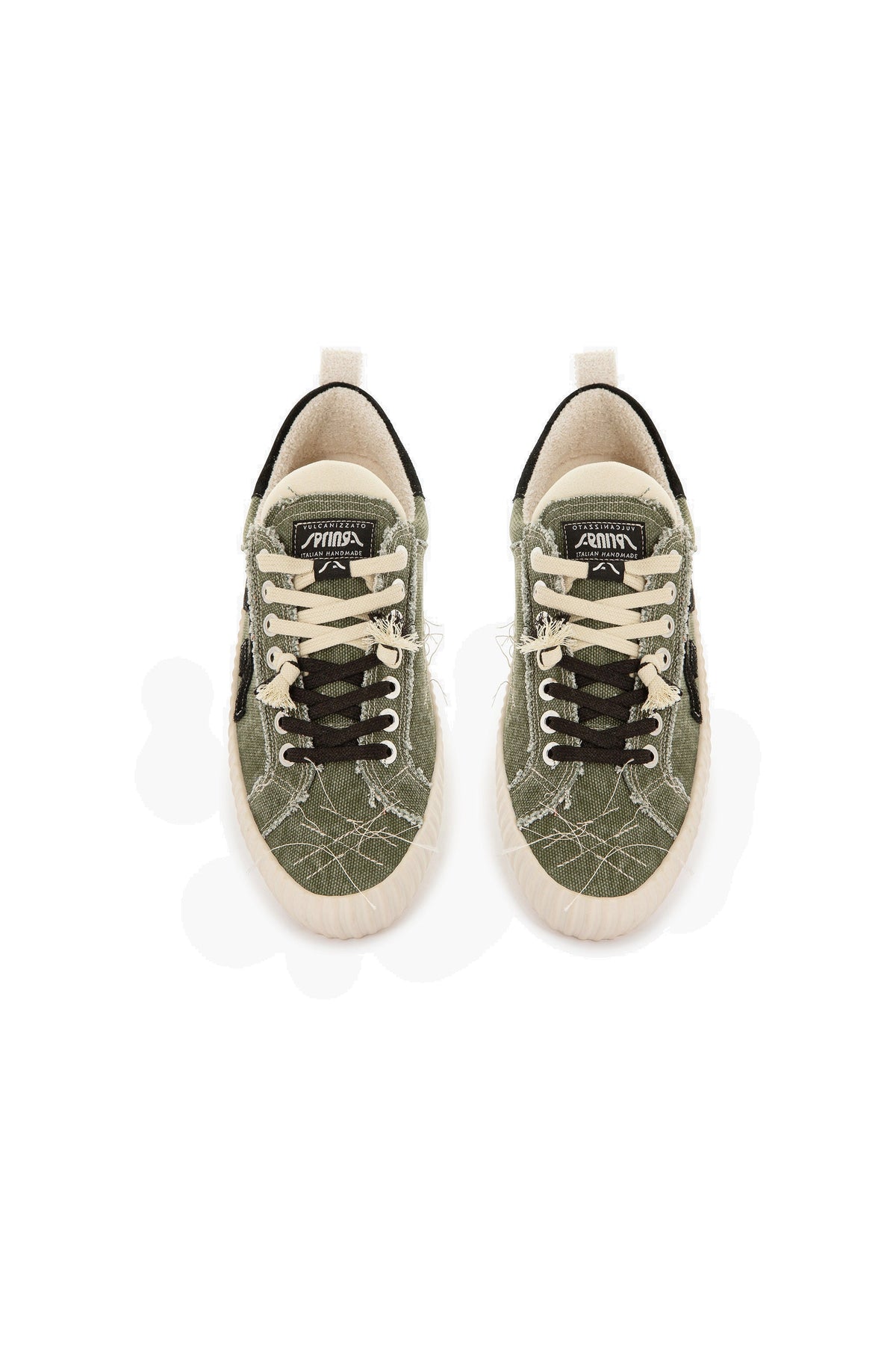 Springa Sneaker vulcanizzata Wavy in canvas di cotone Olona WL2 OL TEXA1EPR GREEN 