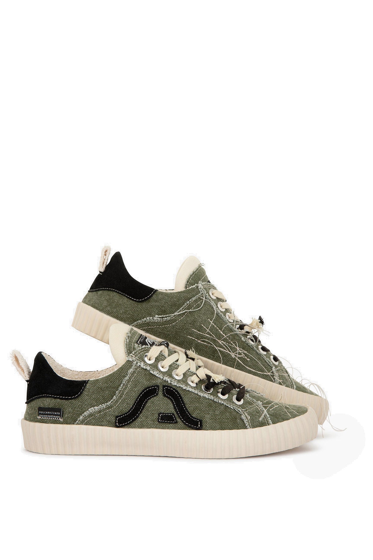 Springa Sneaker vulcanizzata Wavy in canvas di cotone Olona WL2 OL TEXA1EPR GREEN 