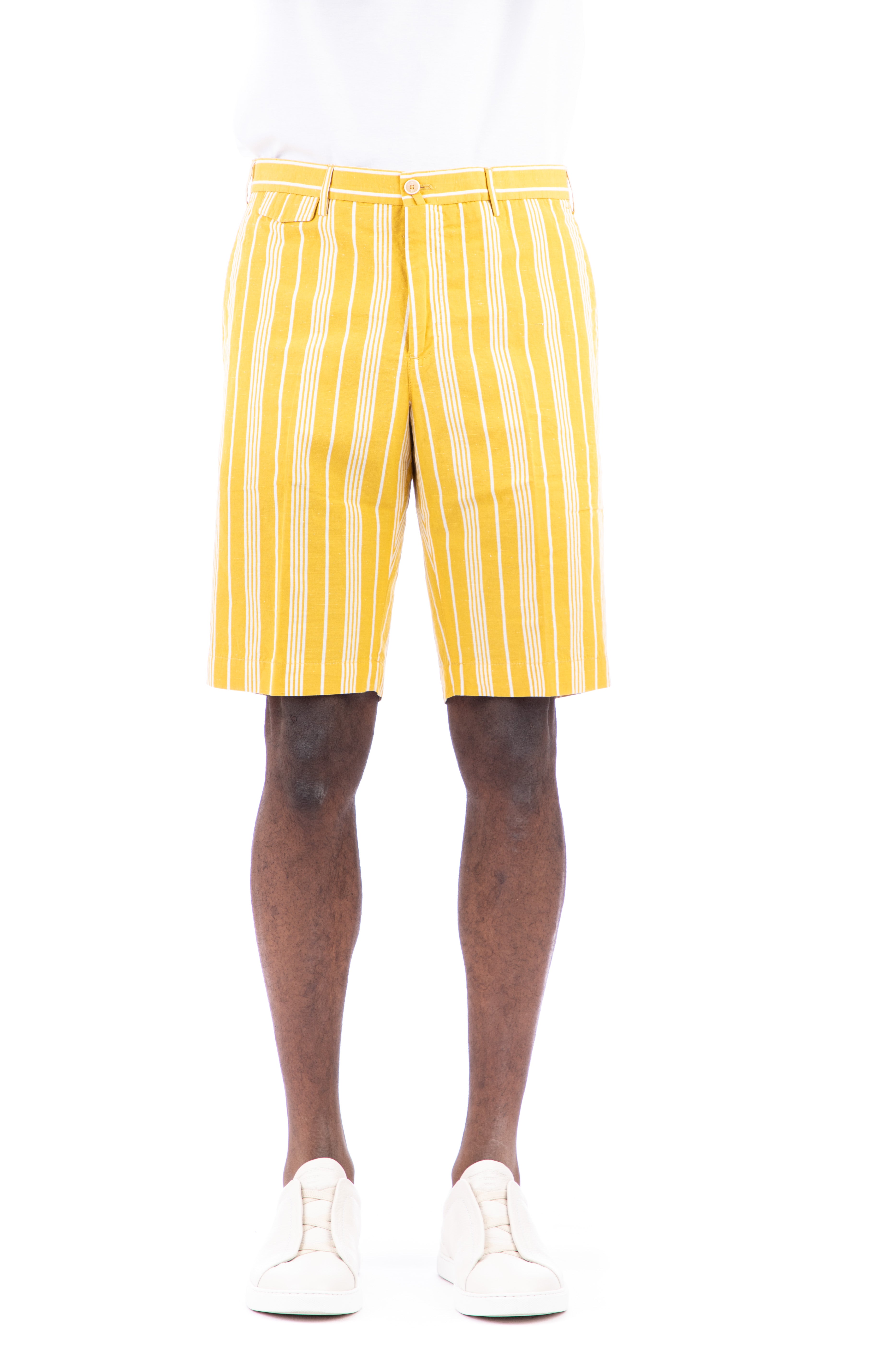 Striped Bermuda shorts in faded cotton