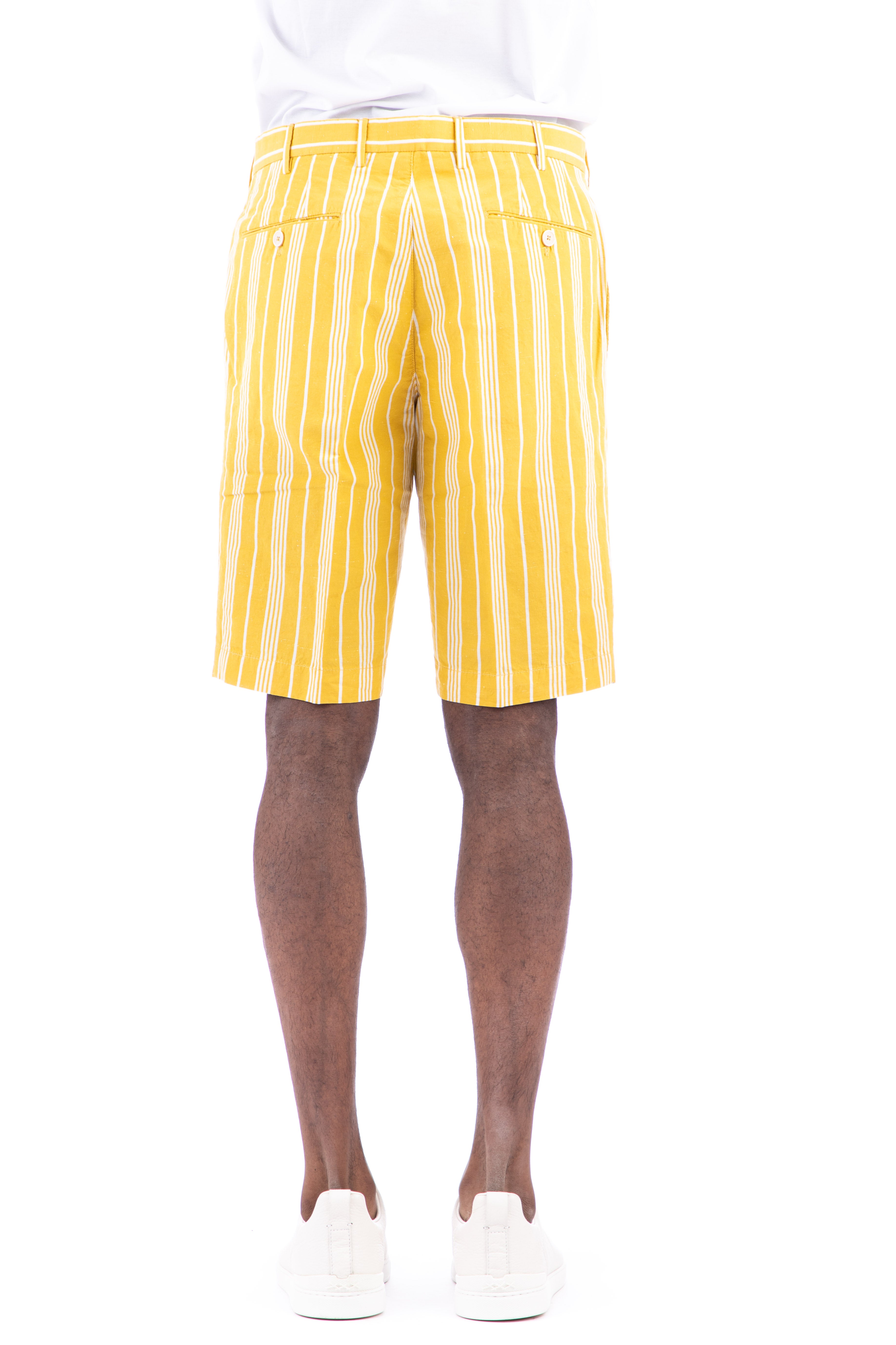 Striped Bermuda shorts in faded cotton