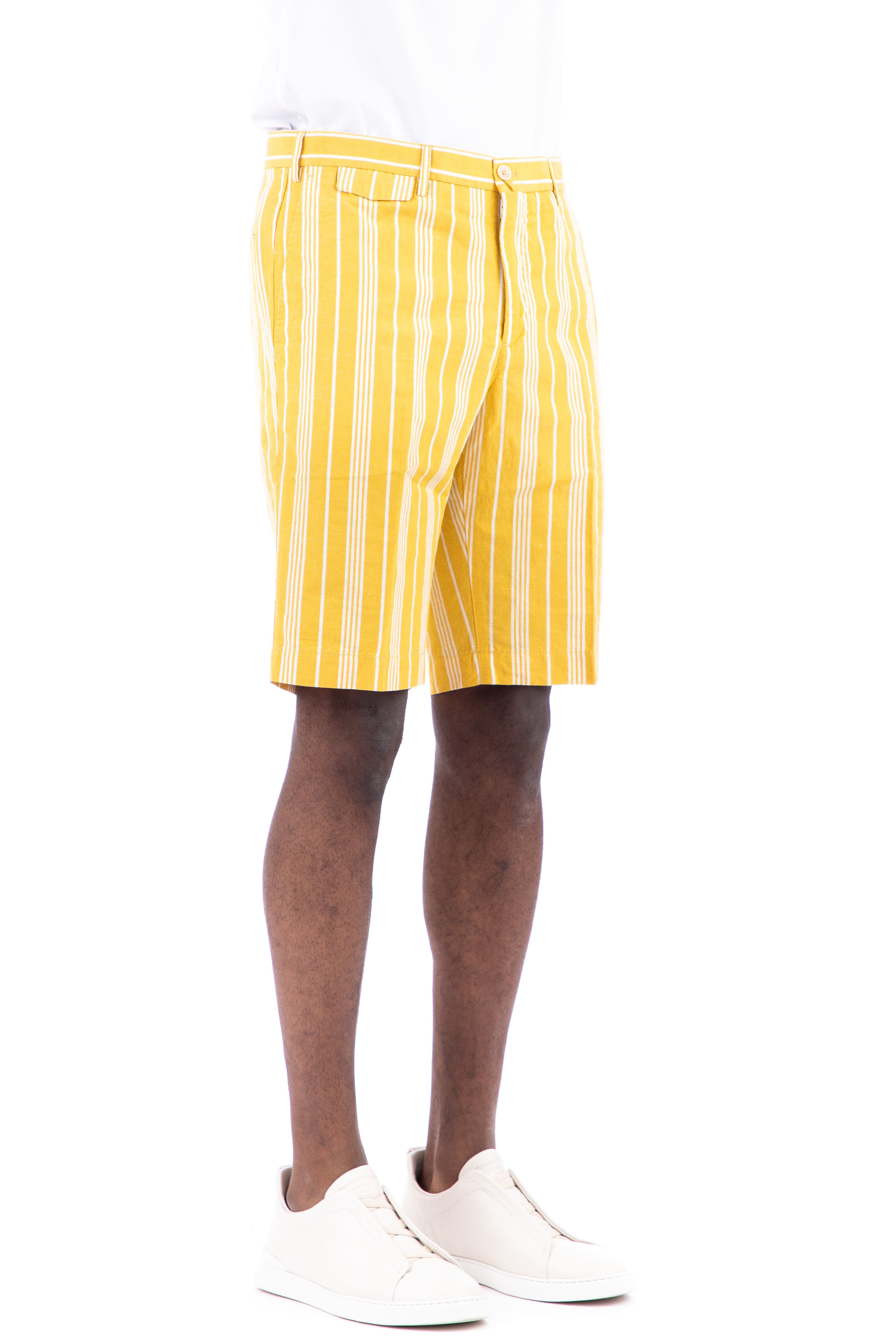 Striped Bermuda shorts in faded cotton