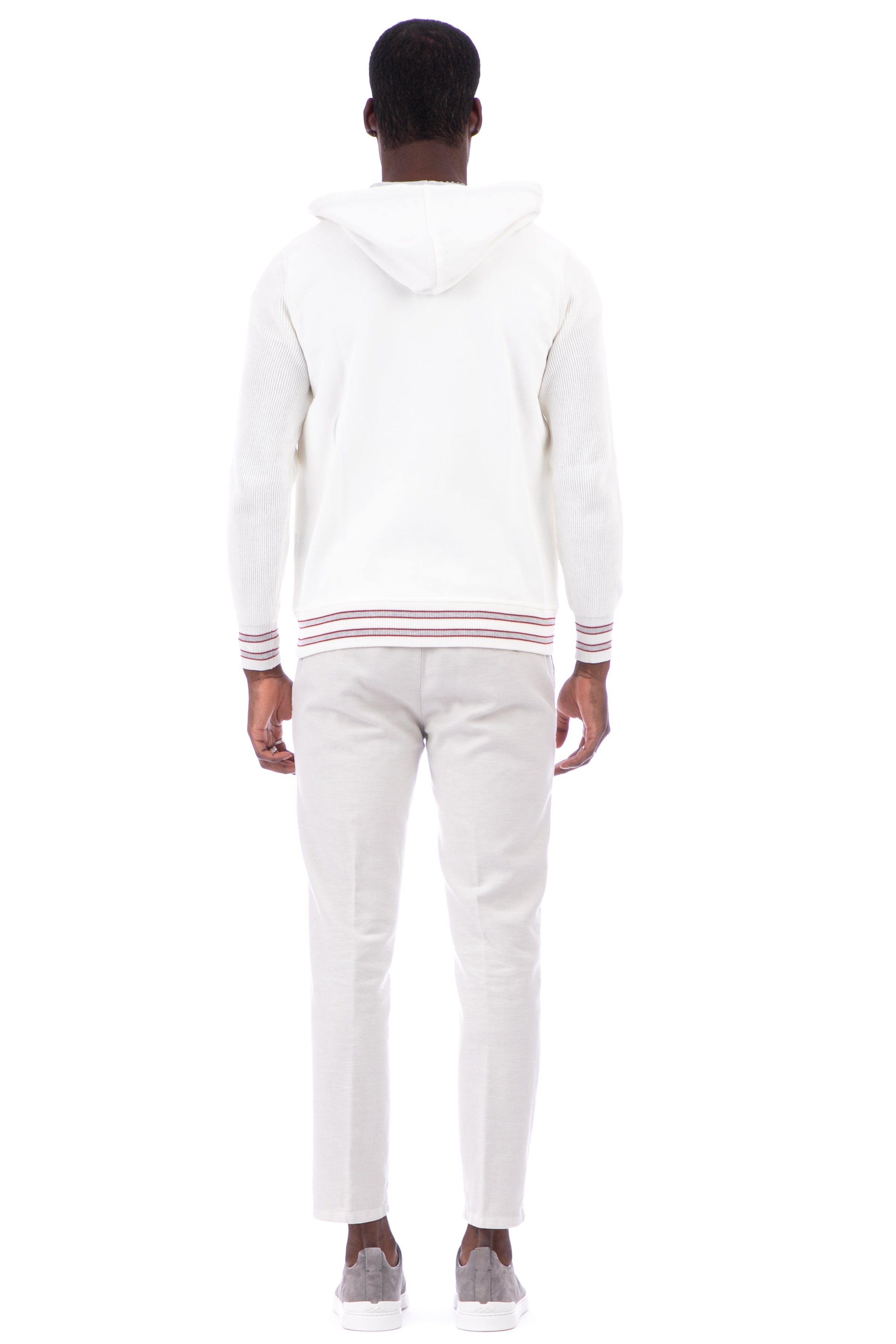 Piqué cotton outerwear sweatshirt with hood