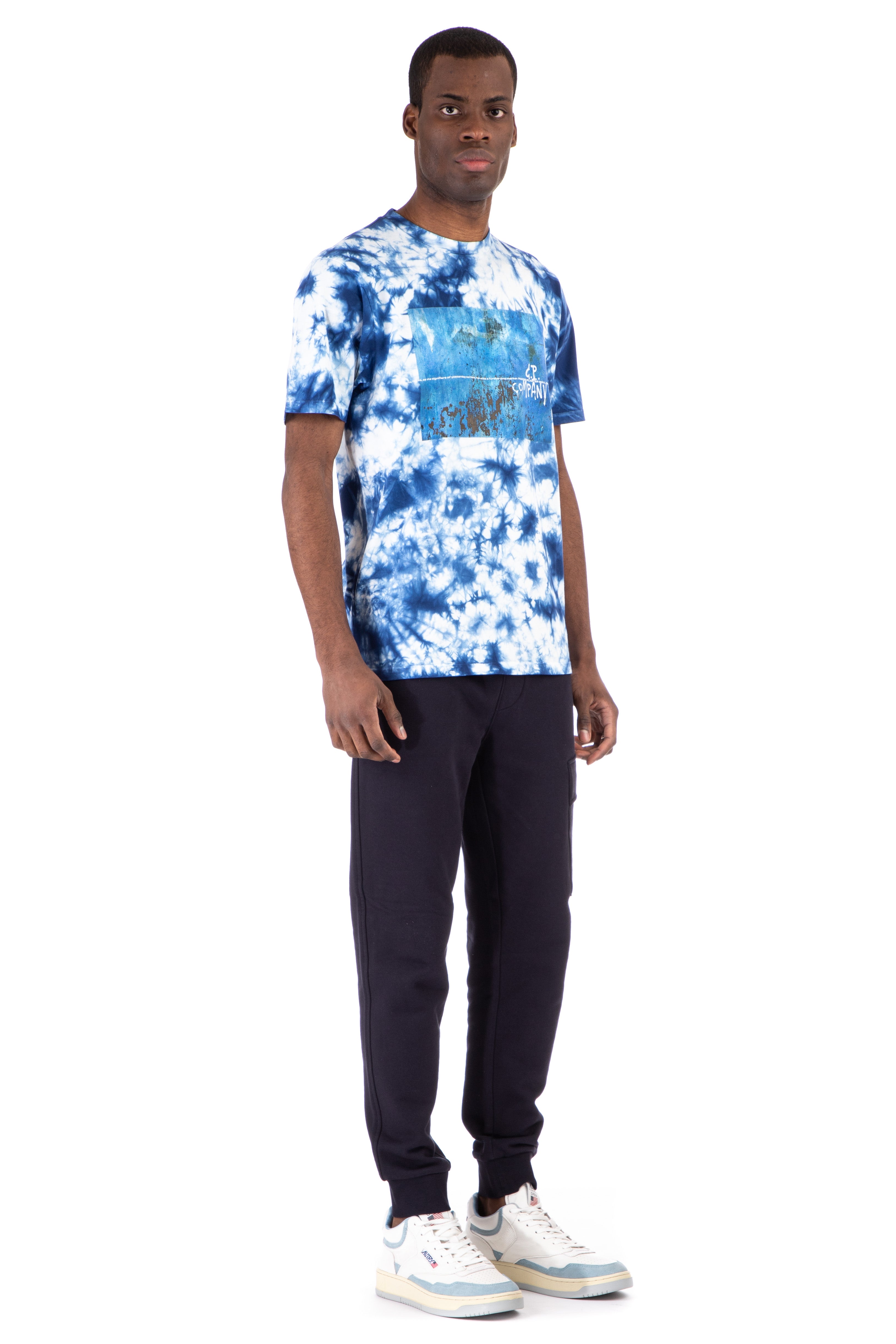 Printed T-shirt in tie-dye cotton jersey