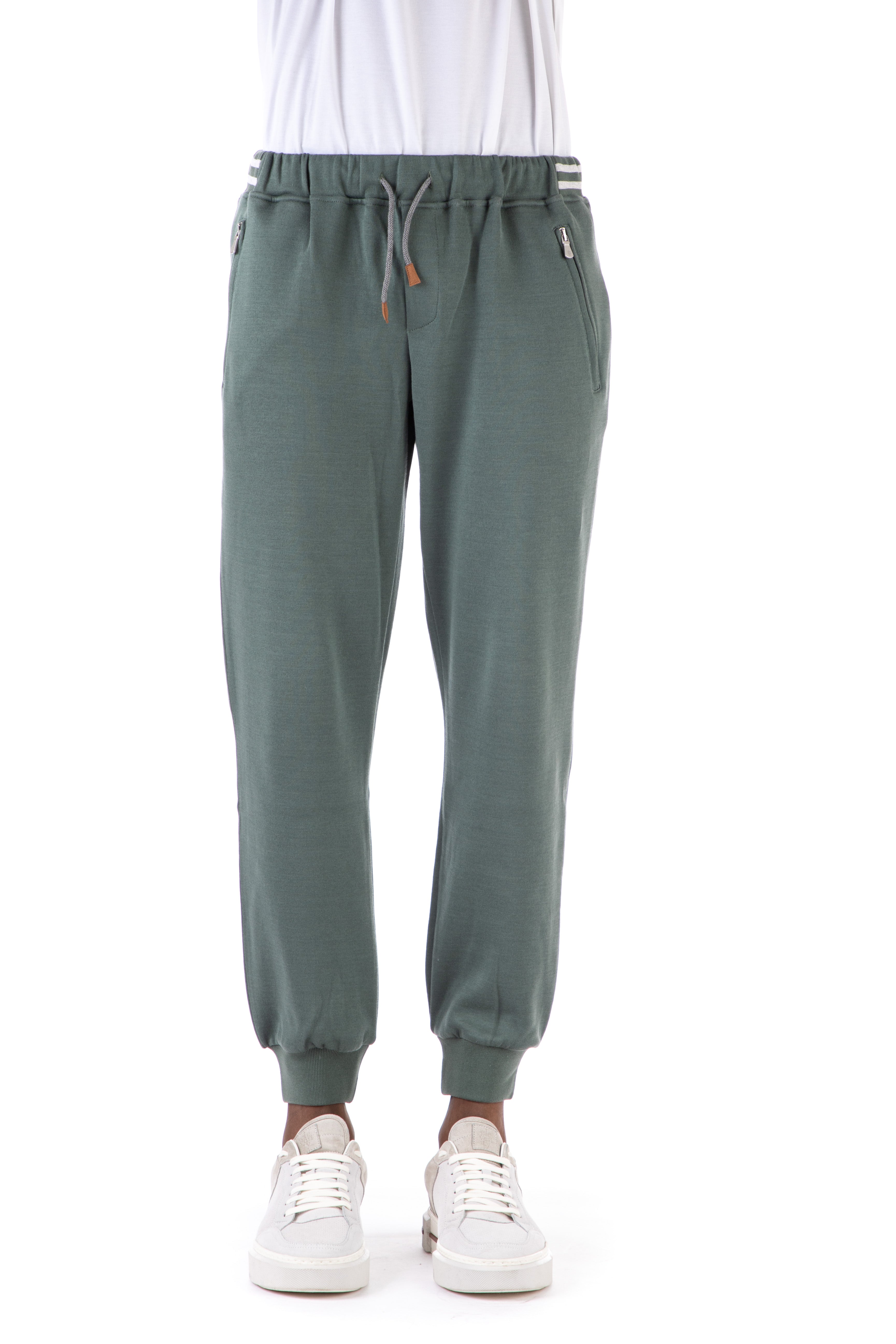 Cotton sweatpants with contrasting bands