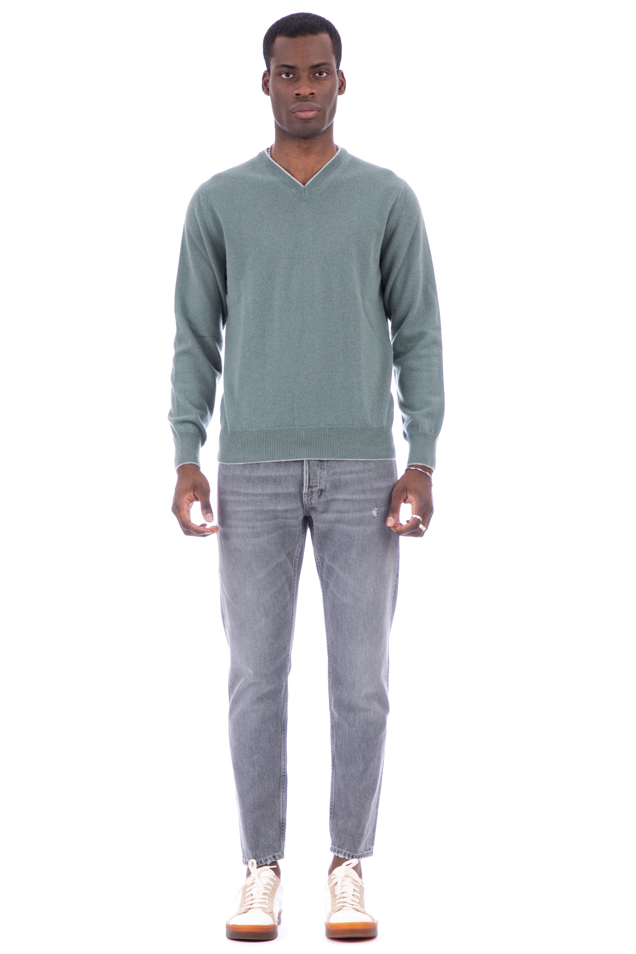 Maglia scollo v in puro cashmere