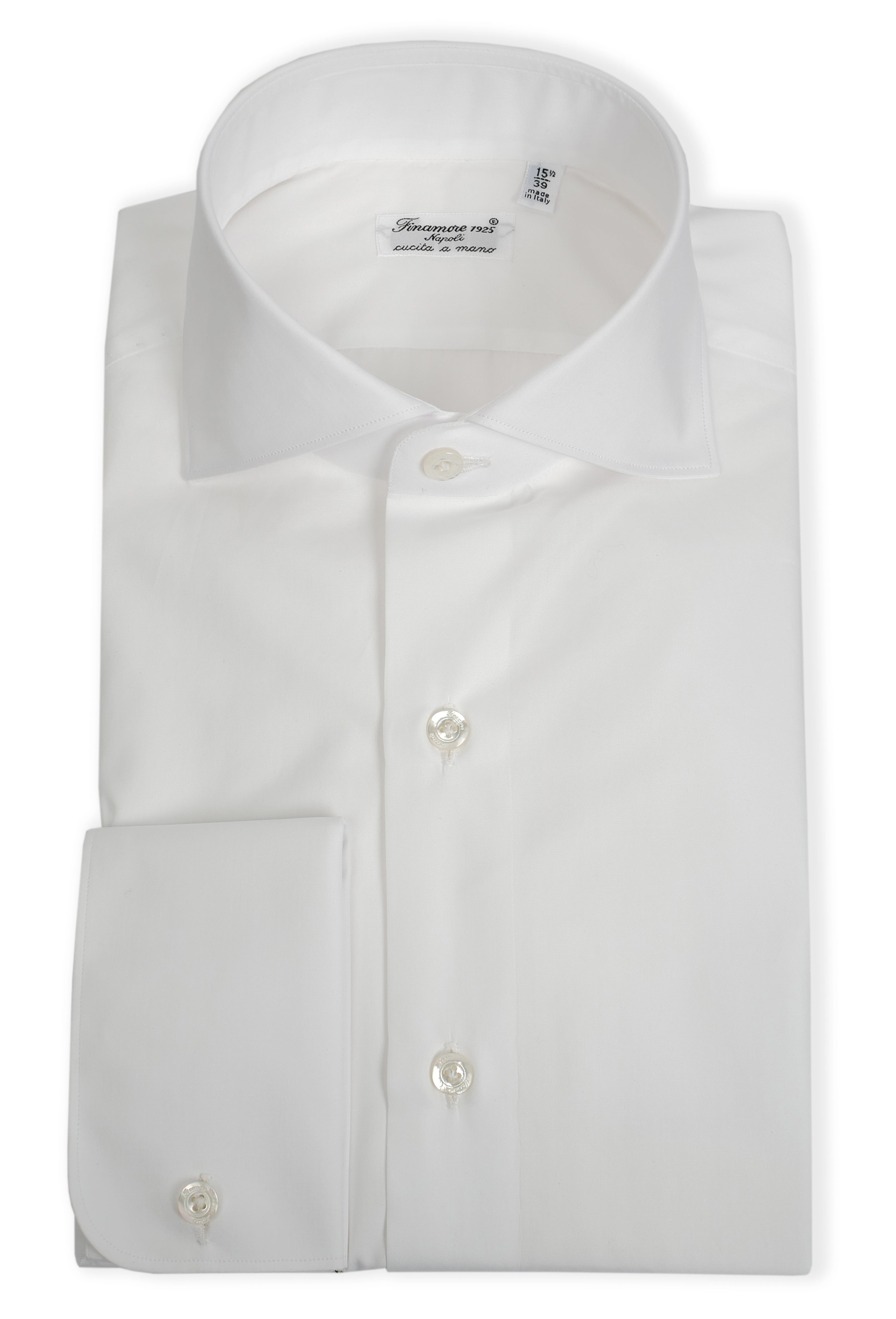 Tailored shirt in double twisted poplin cotton with twin cuffs, Milan line