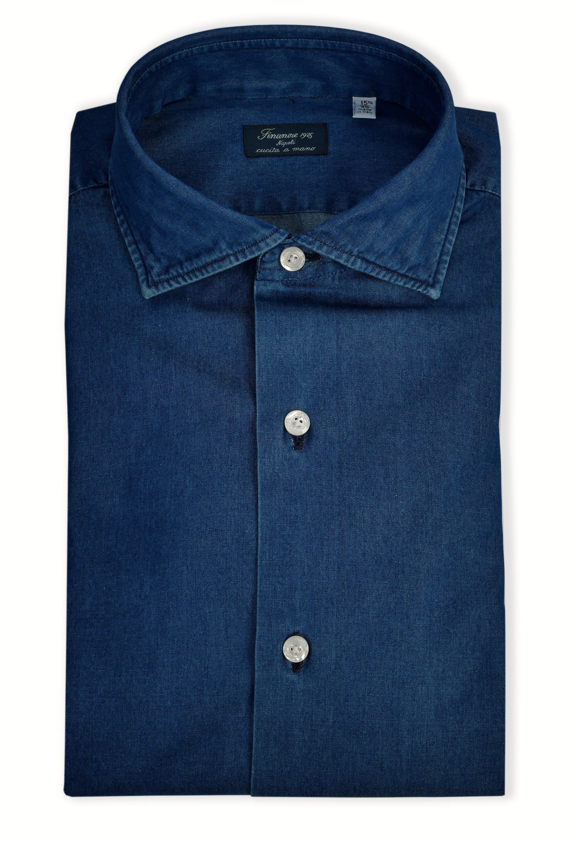 Camicia sartoriale in denim stone washed linea milano