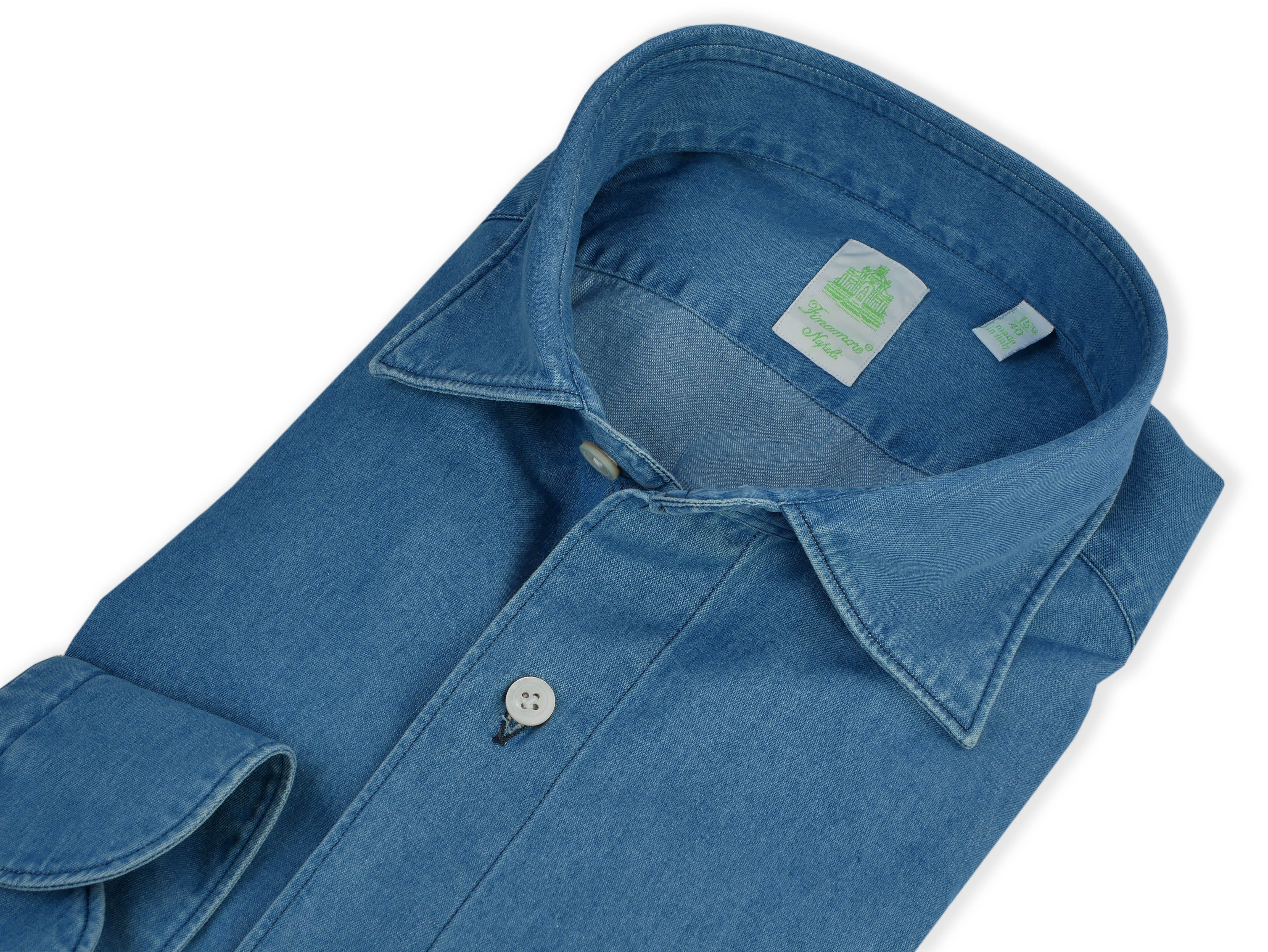 Camicia sartoriale in denim candeggiato linea gaeta