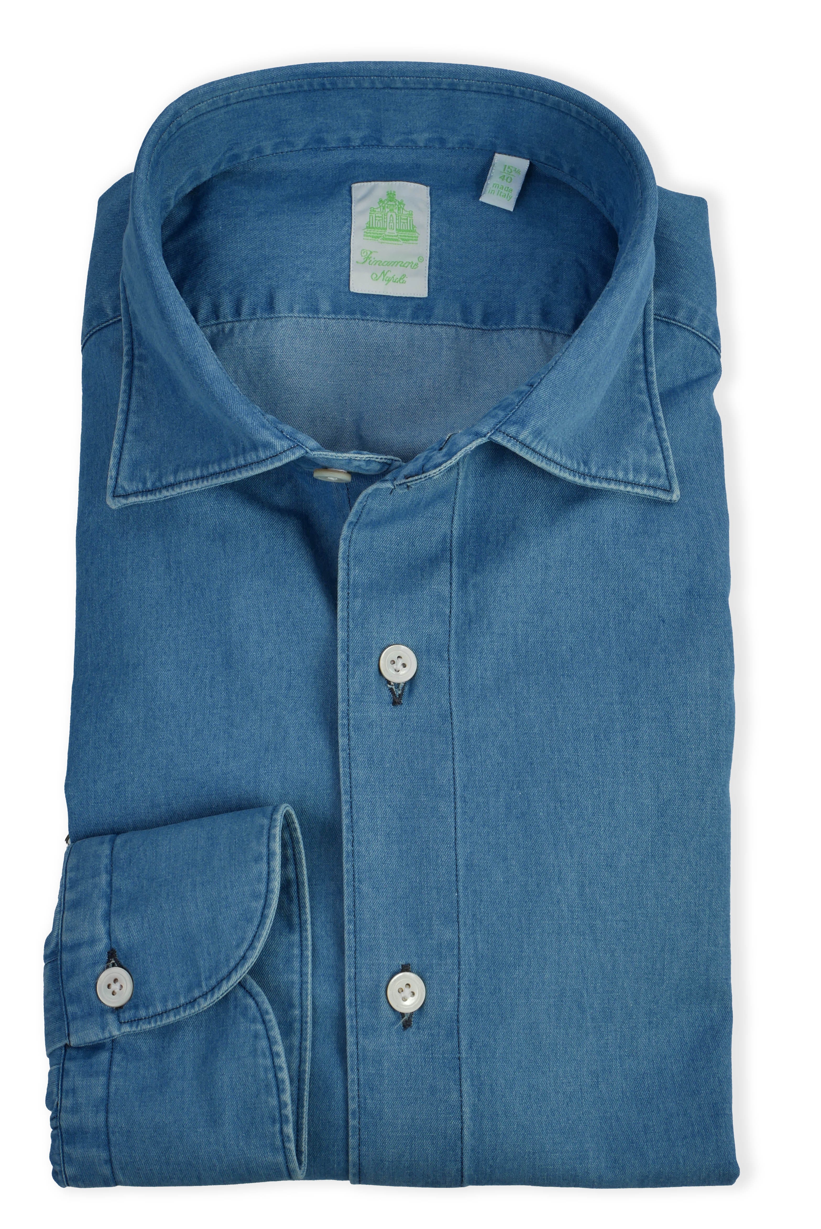 Camicia sartoriale in denim candeggiato linea gaeta