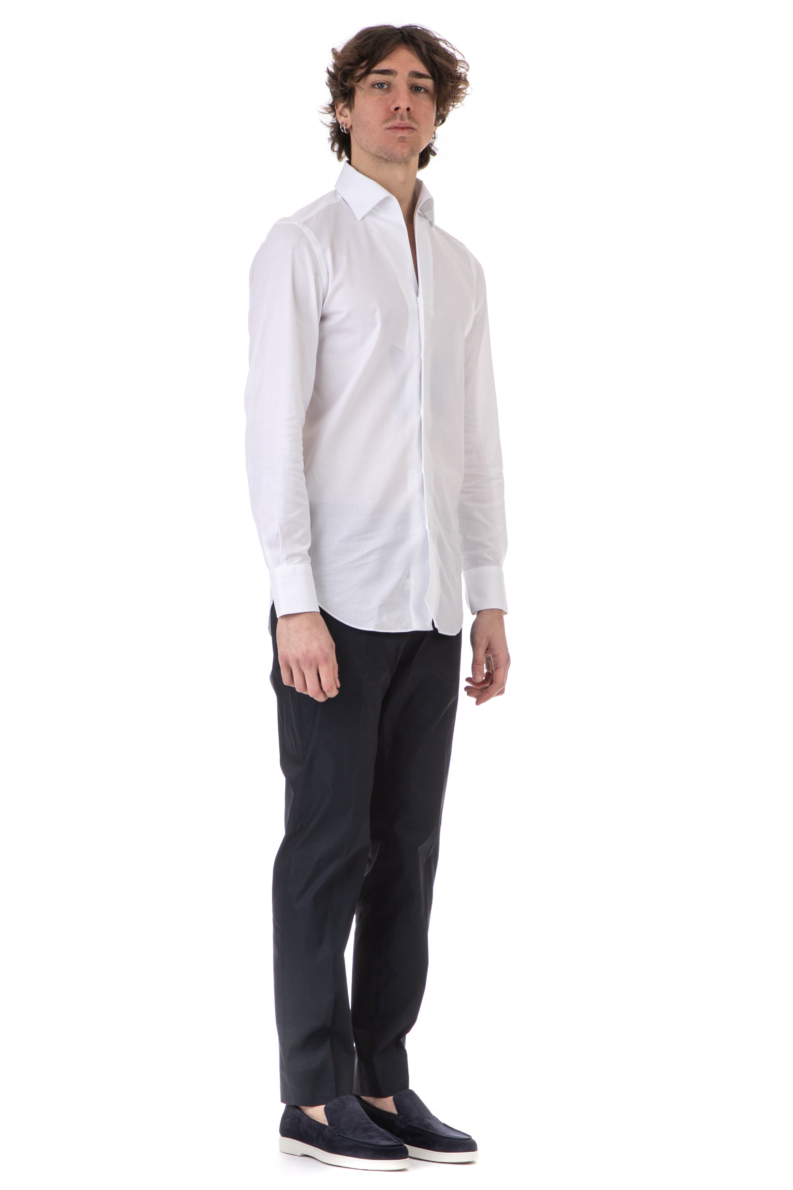 Tailored shirt in cotton with ustica collar<br>