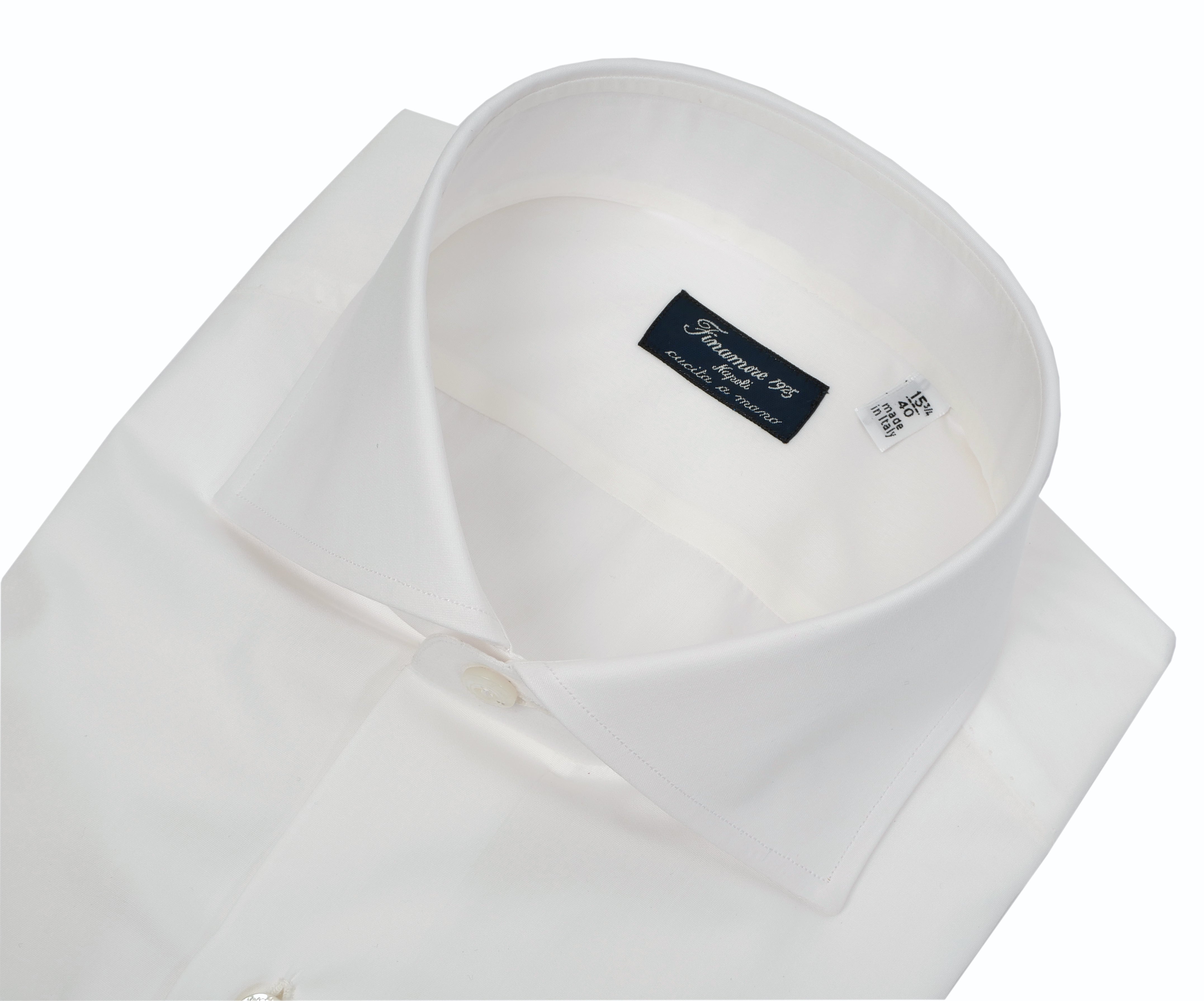 Tailored shirt in double twisted poplin cotton with twin cuffs, Naples line