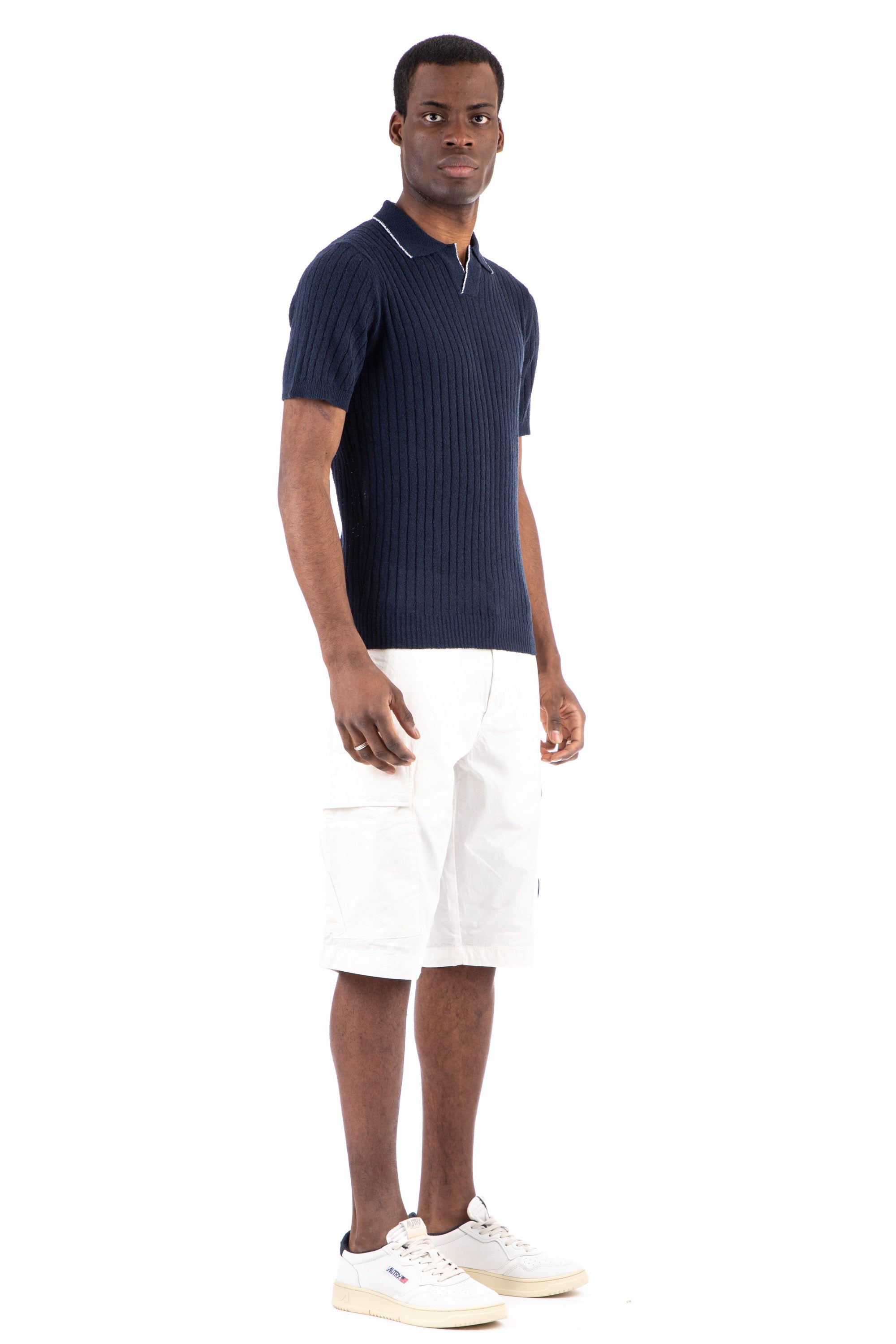 Open collar polo shirt in superlight terry