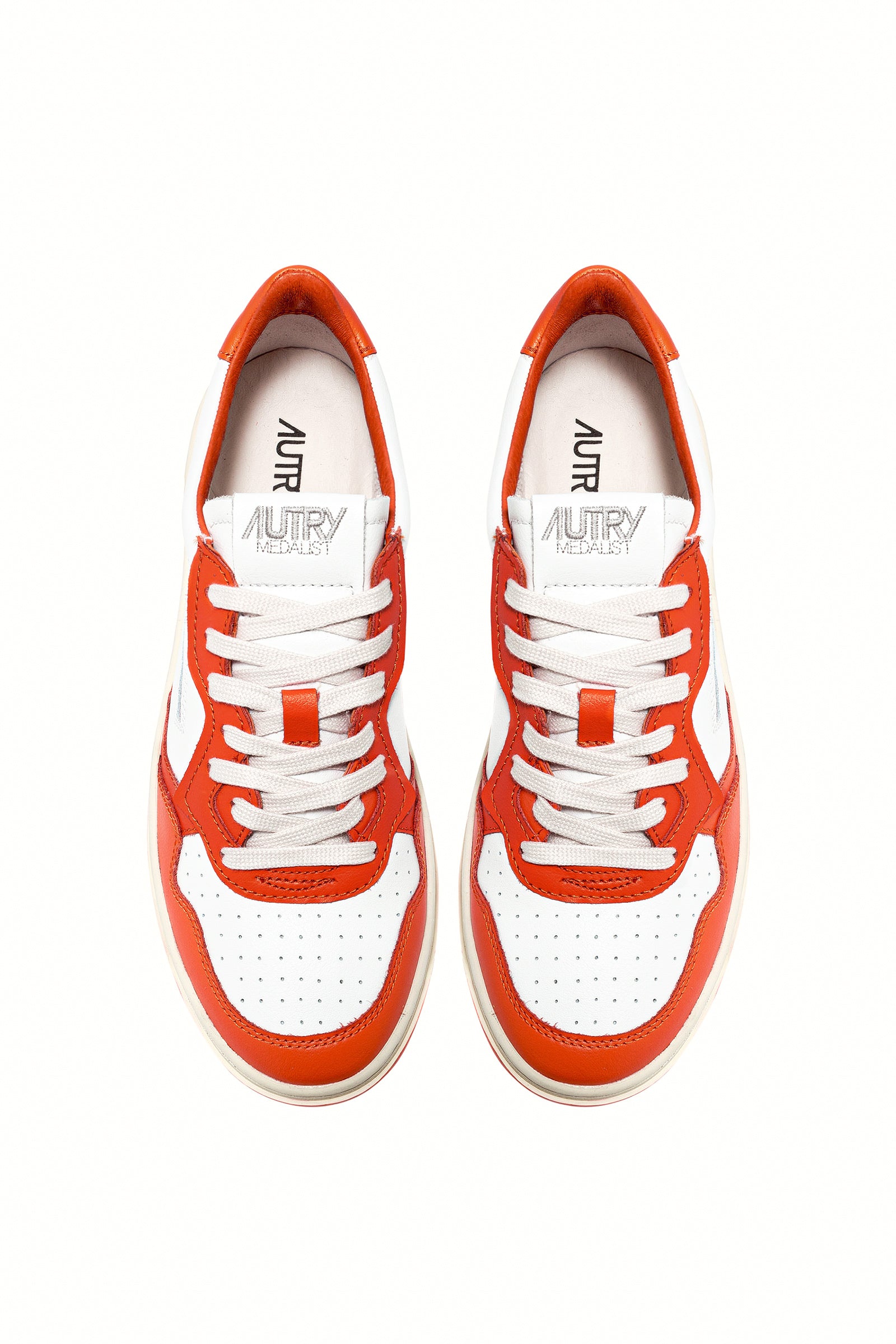 Two-tone medalist leather sneakers