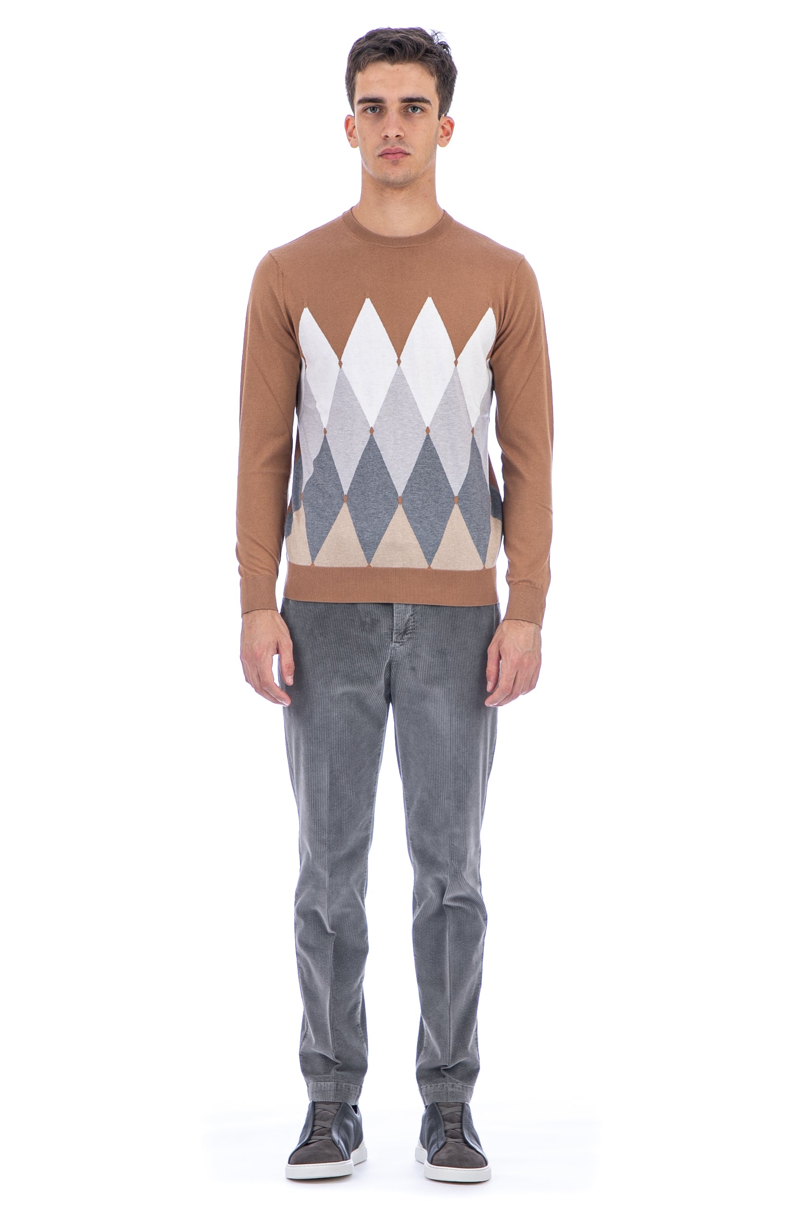 Diamond cotton-cashmere crew-neck sweater