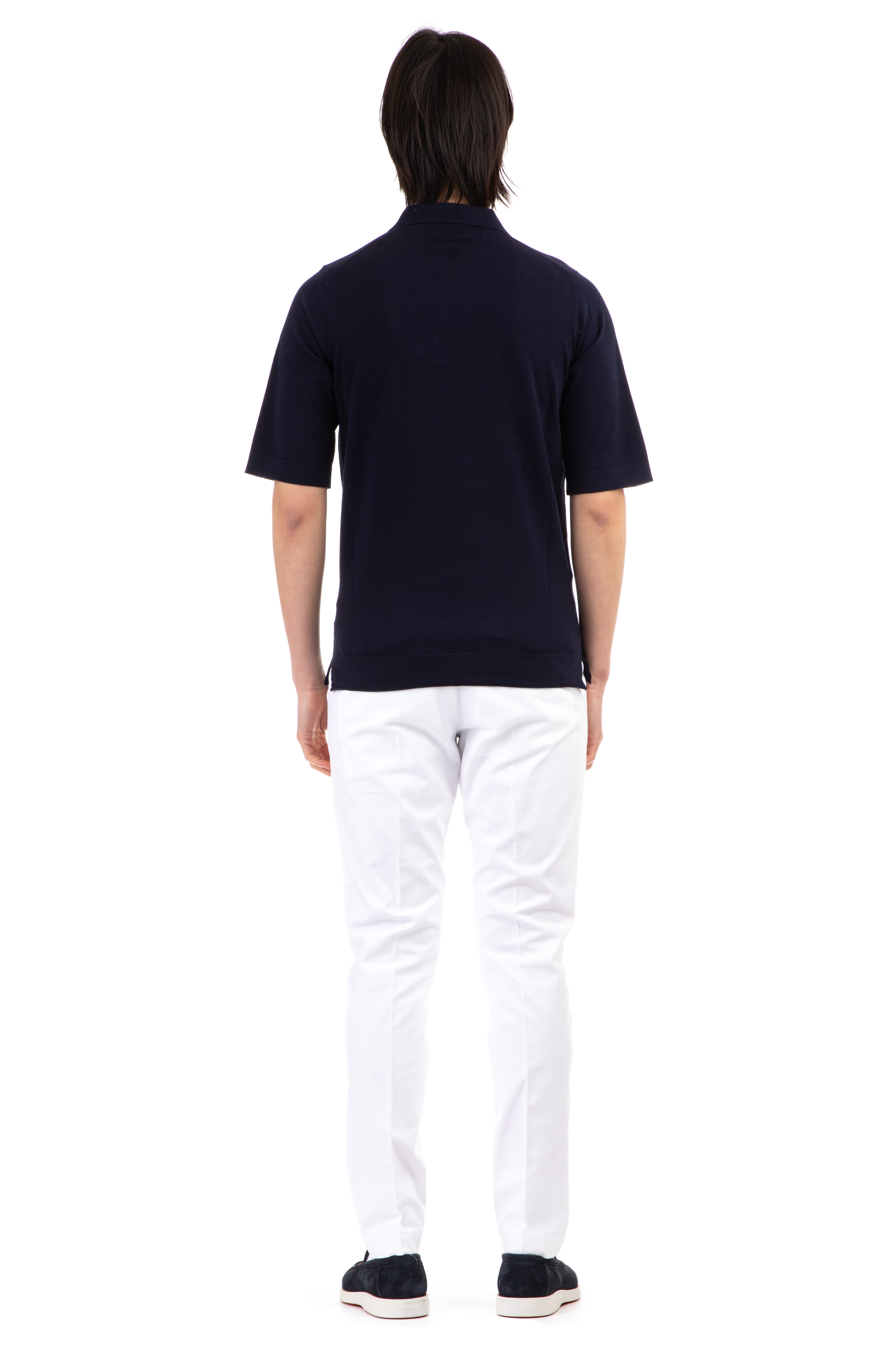 Open collar superlight cotton polo shirt