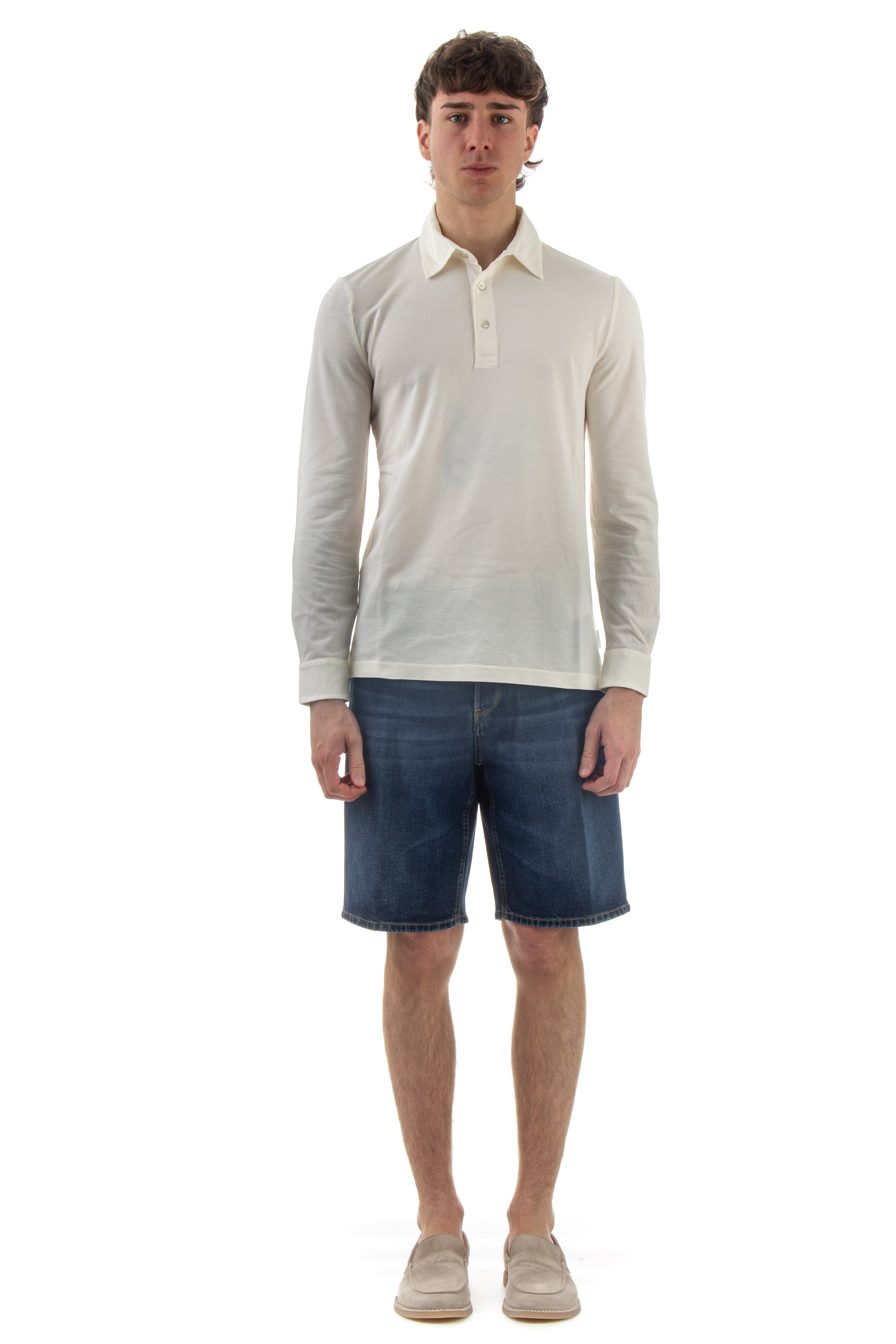 Langärmliges Poloshirt aus Piqué-Baumwolle