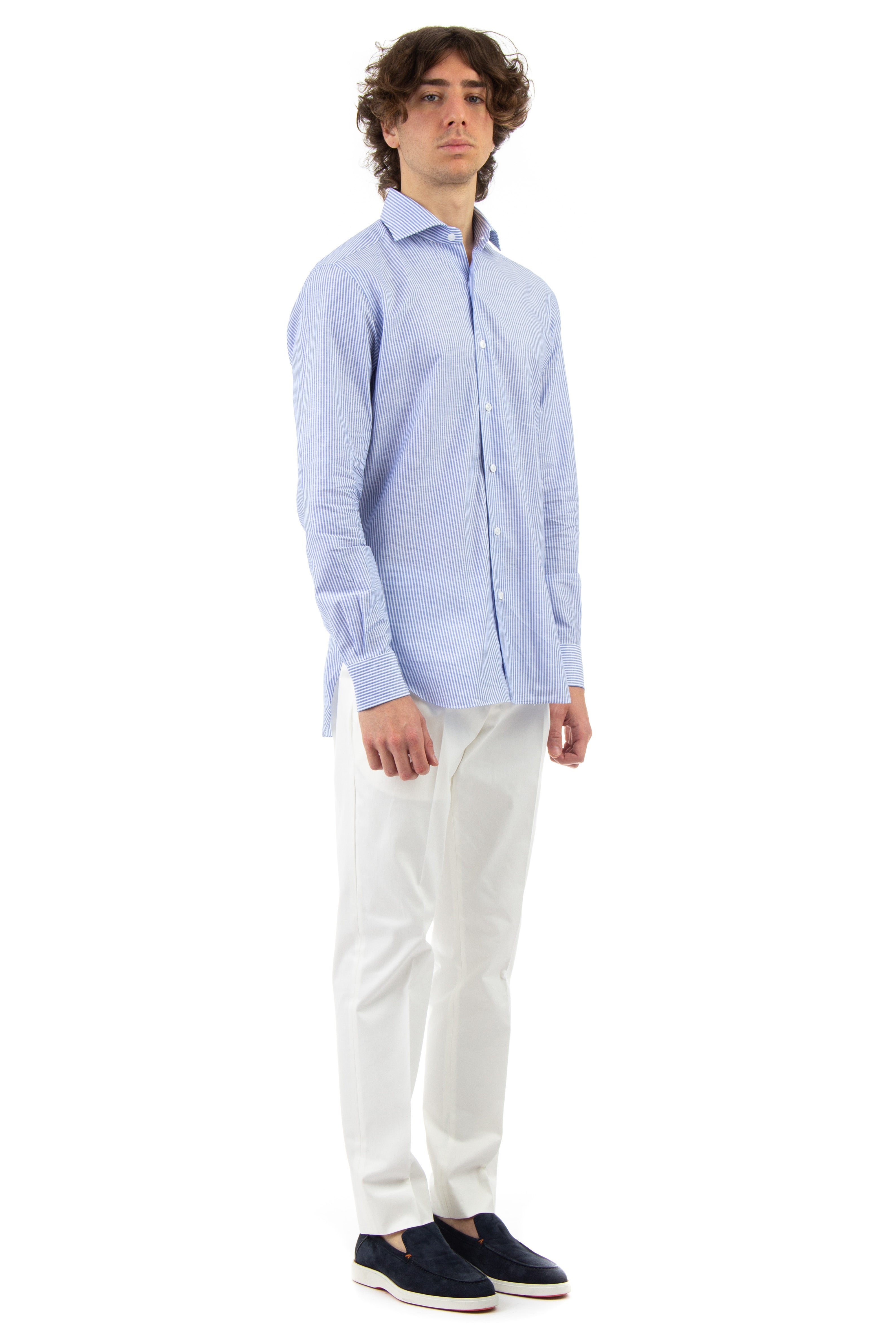 Tailored shirt in cotton-linen cult line