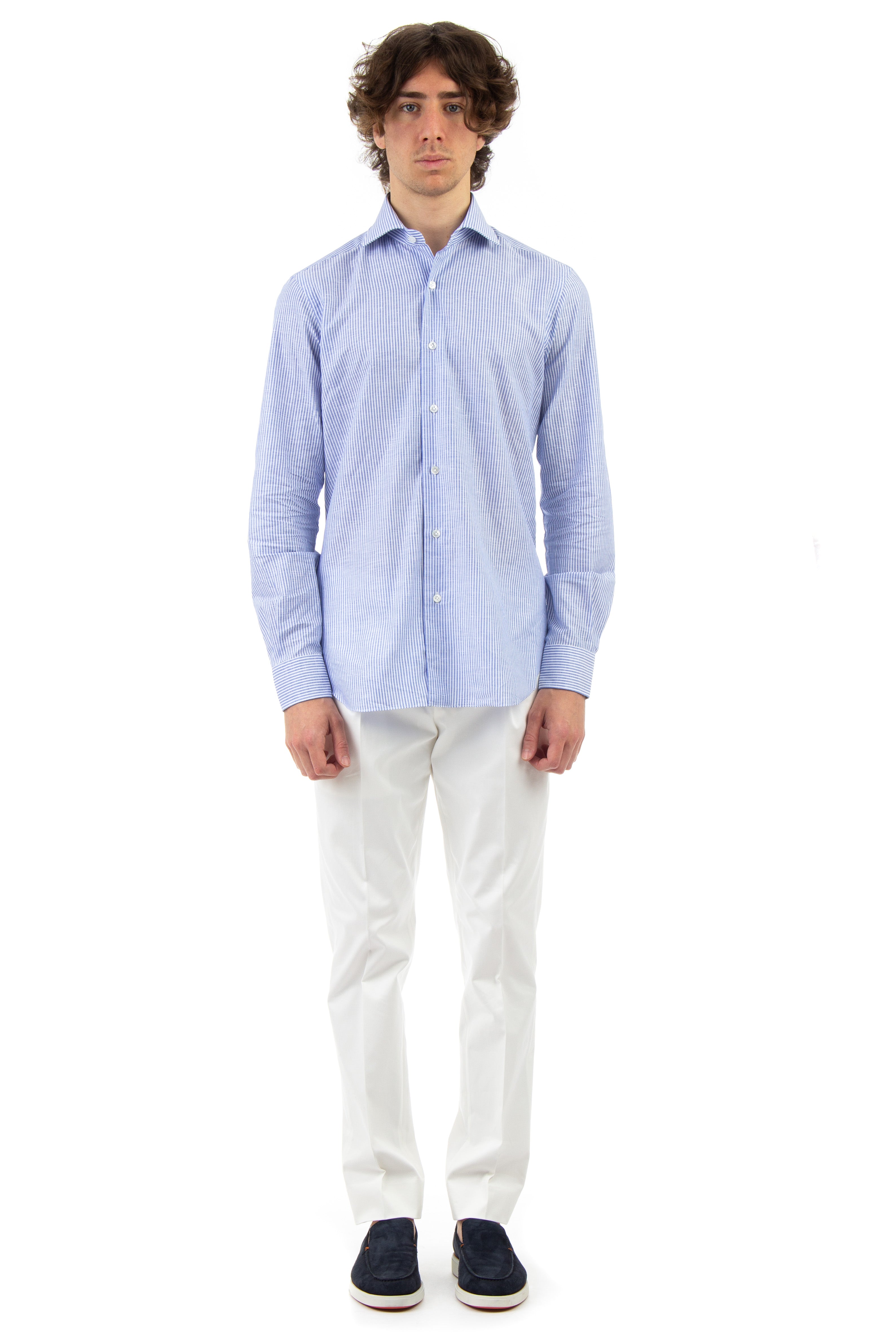 Tailored shirt in cotton-linen cult line