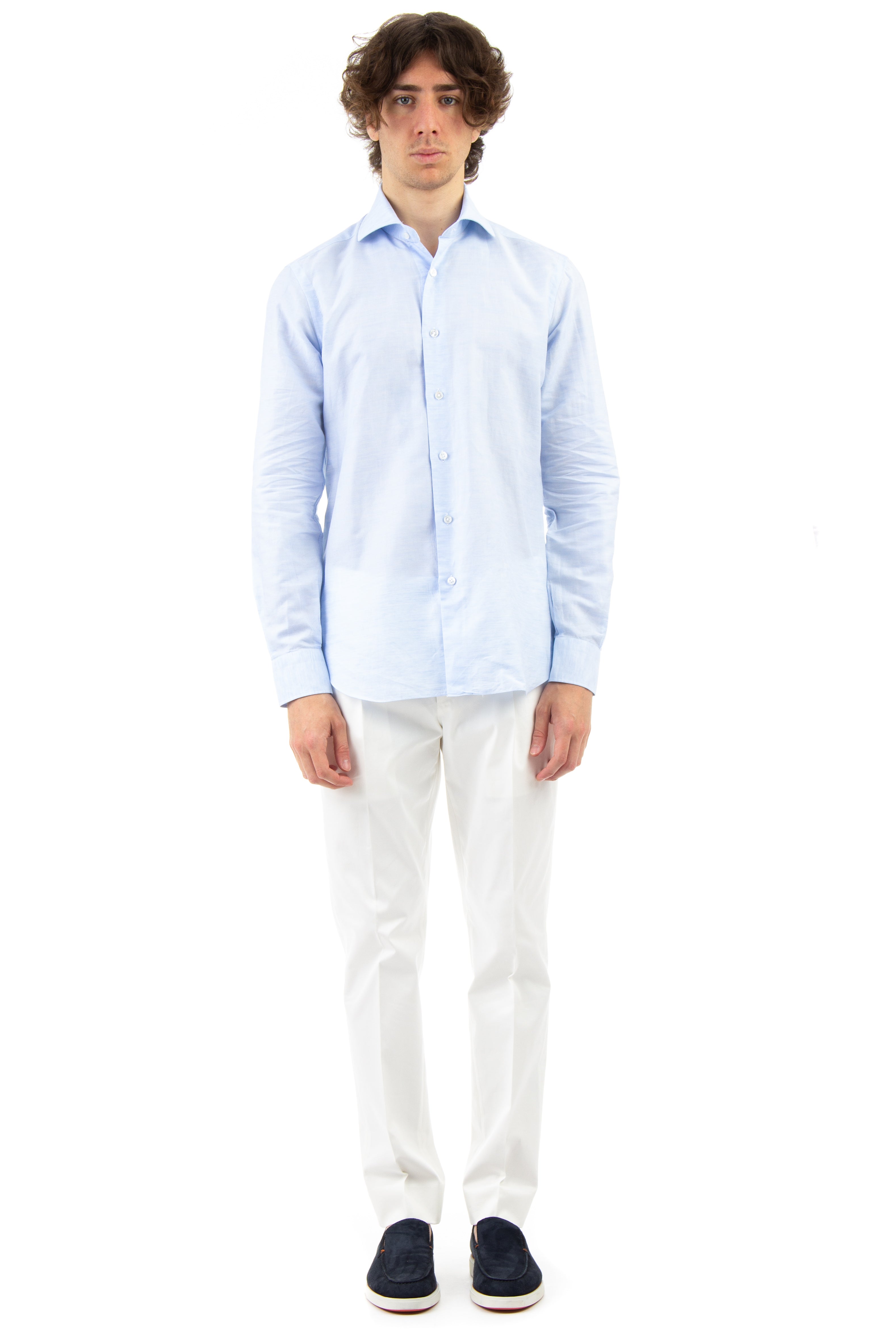 Tailored shirt in cult-line cotton-linen
