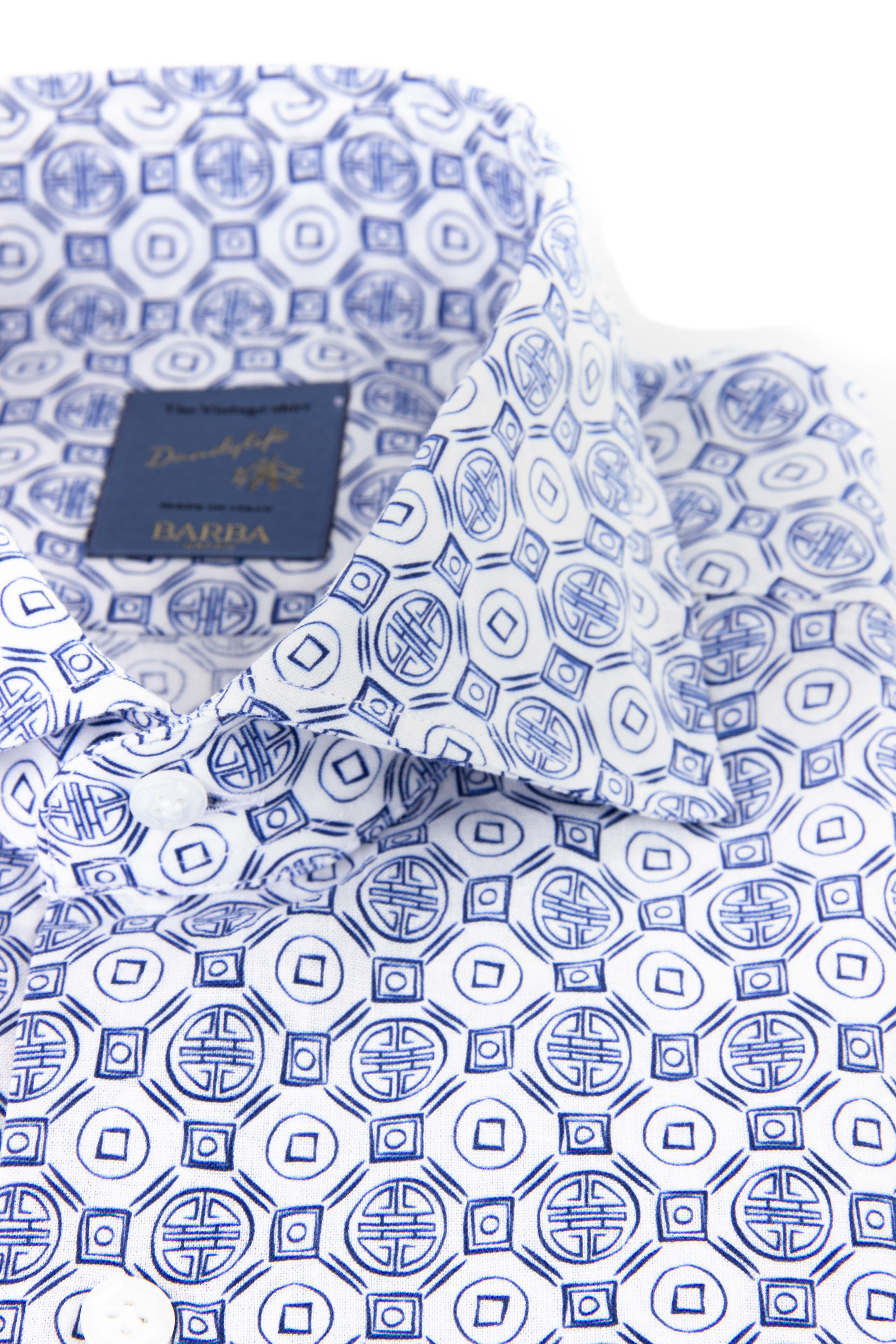 Dandylife geometric patterned cotton-linen shirt