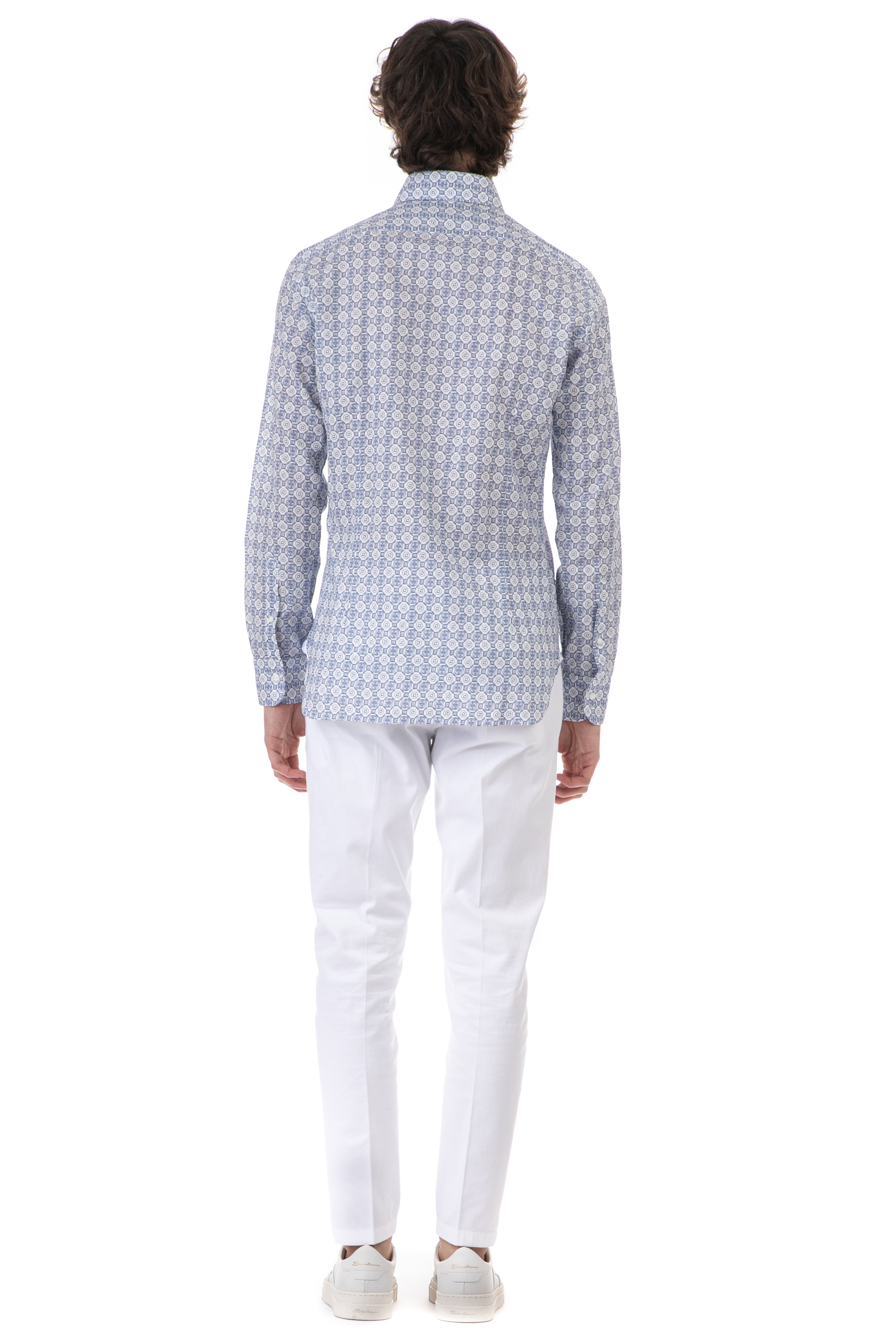 Dandylife geometric patterned cotton-linen shirt