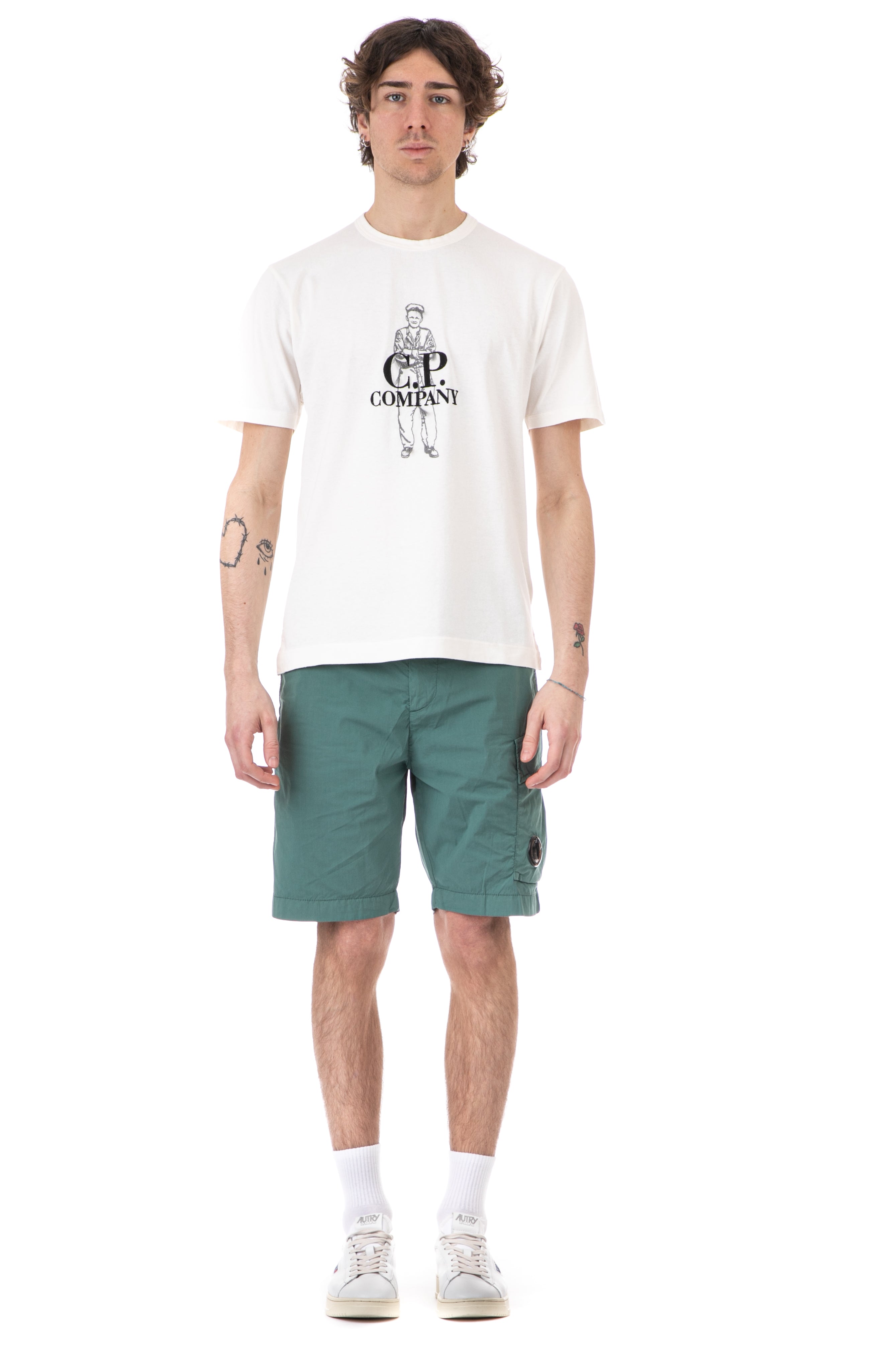 T-SHIRT IN COTONE CON LOGO MARINAIO RICAMATO<BR/>