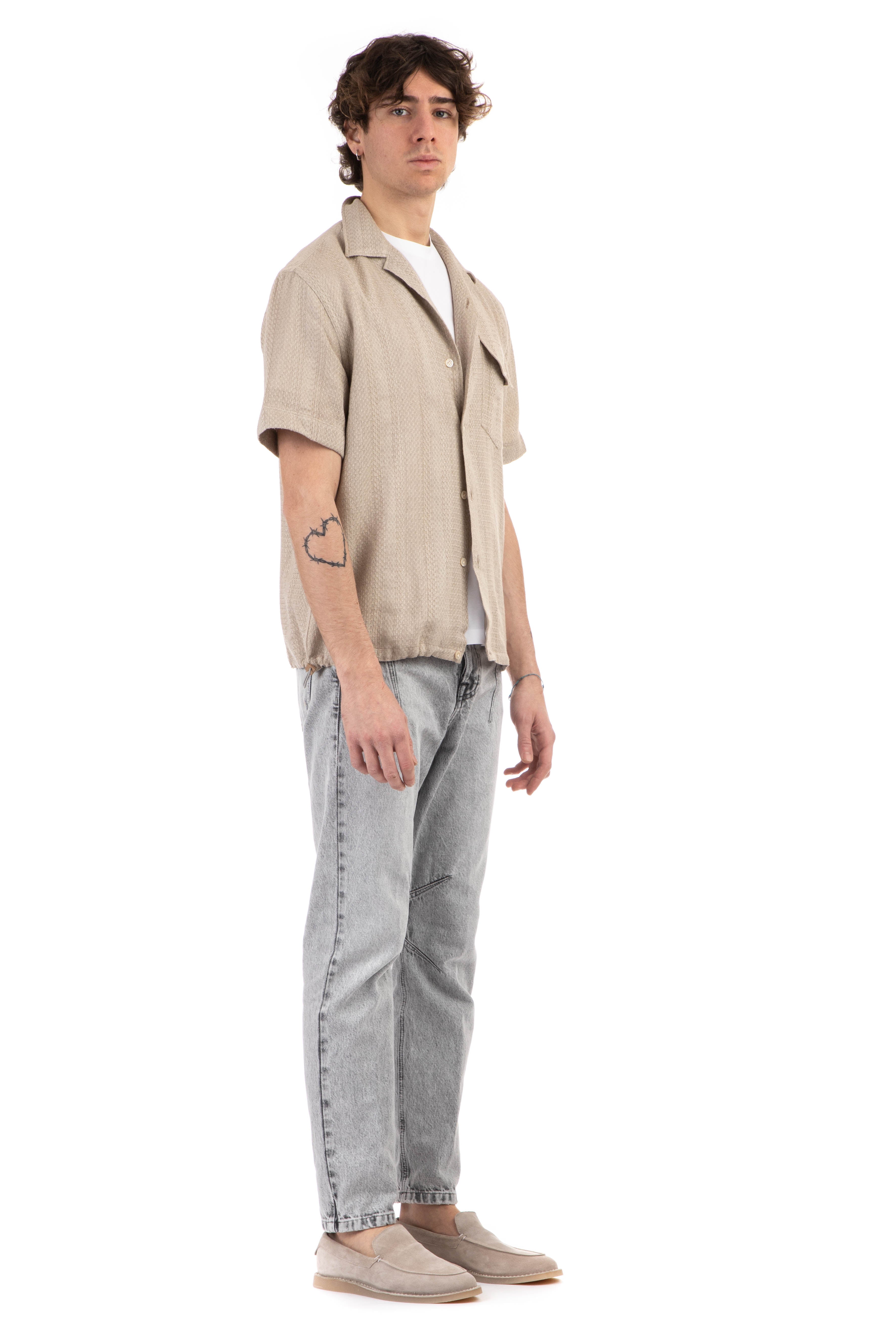 Viscose-linen-cotton woven shirt