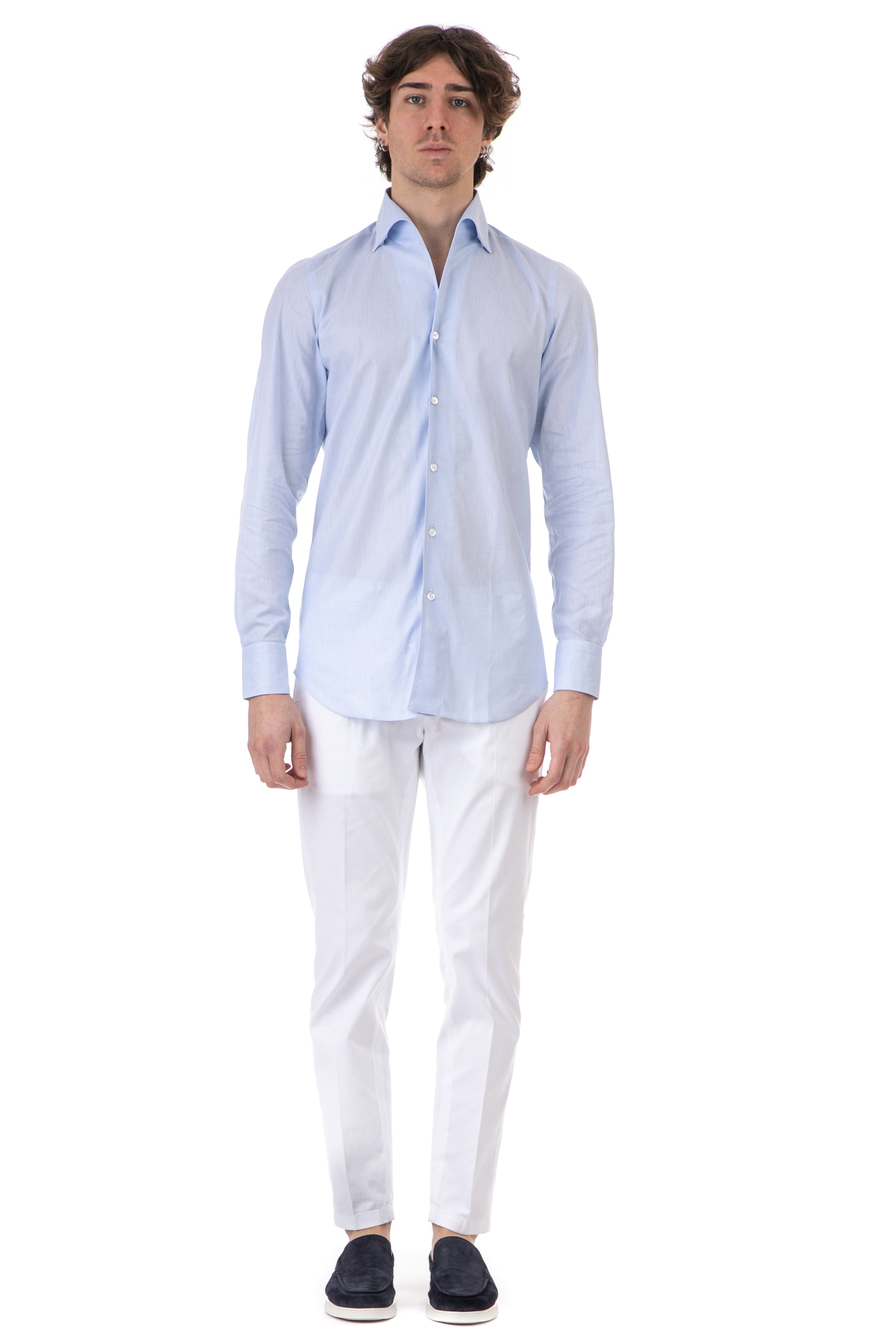 Tailored shirt in cotton with ustica collar