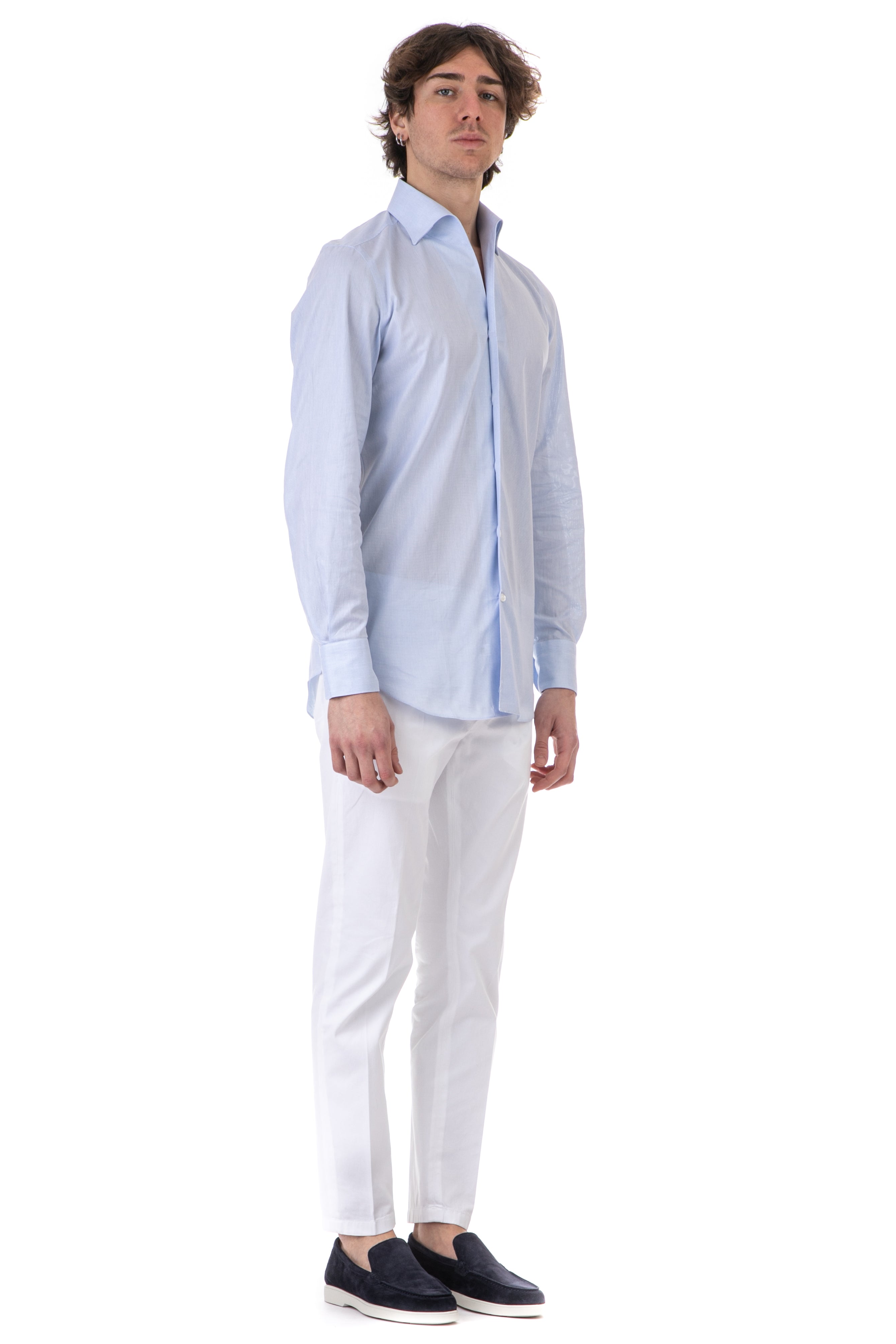 Tailored shirt in cotton with ustica collar