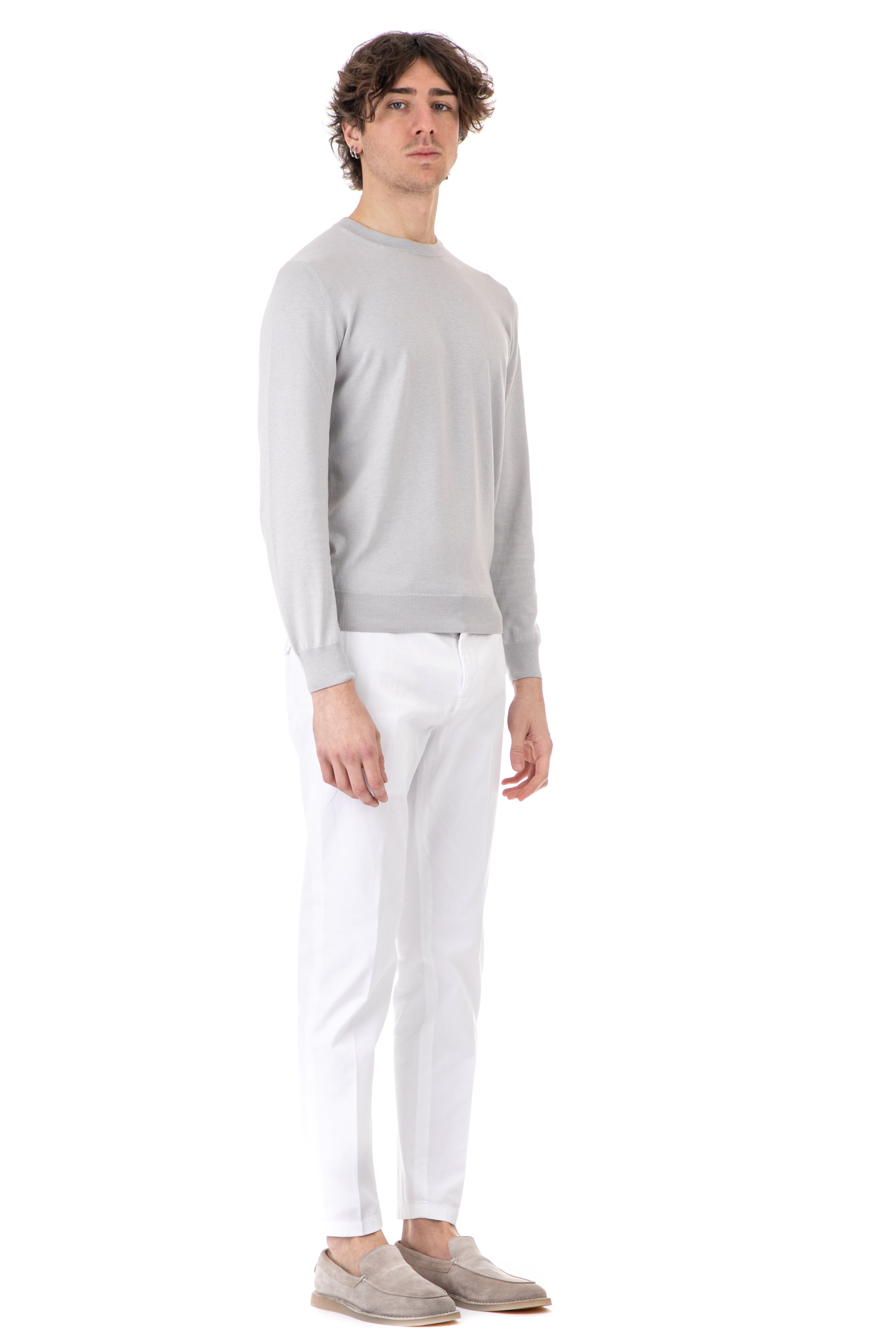 Crew-neck sweater in cotton-silk