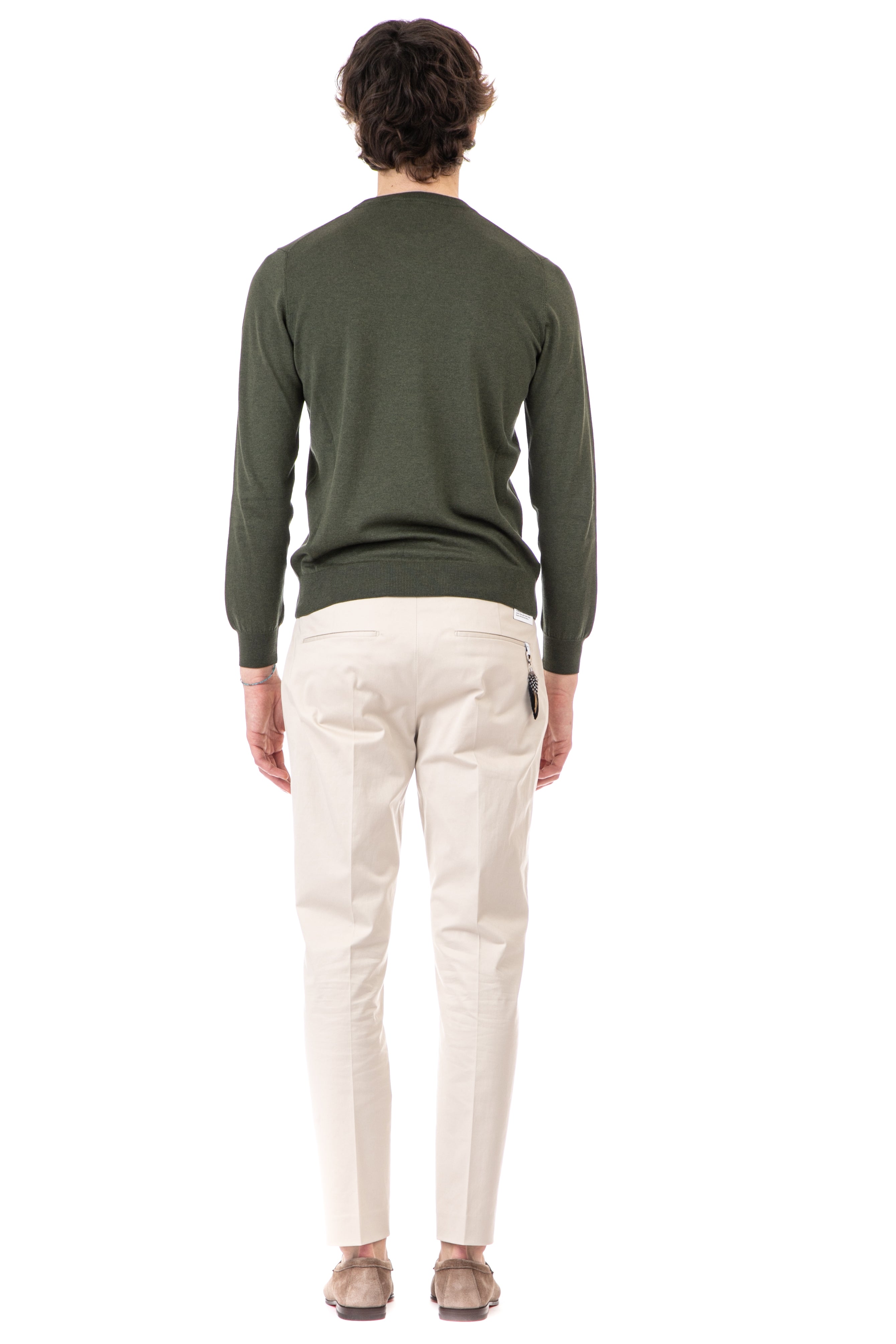 Crew-neck sweater in cotton-silk