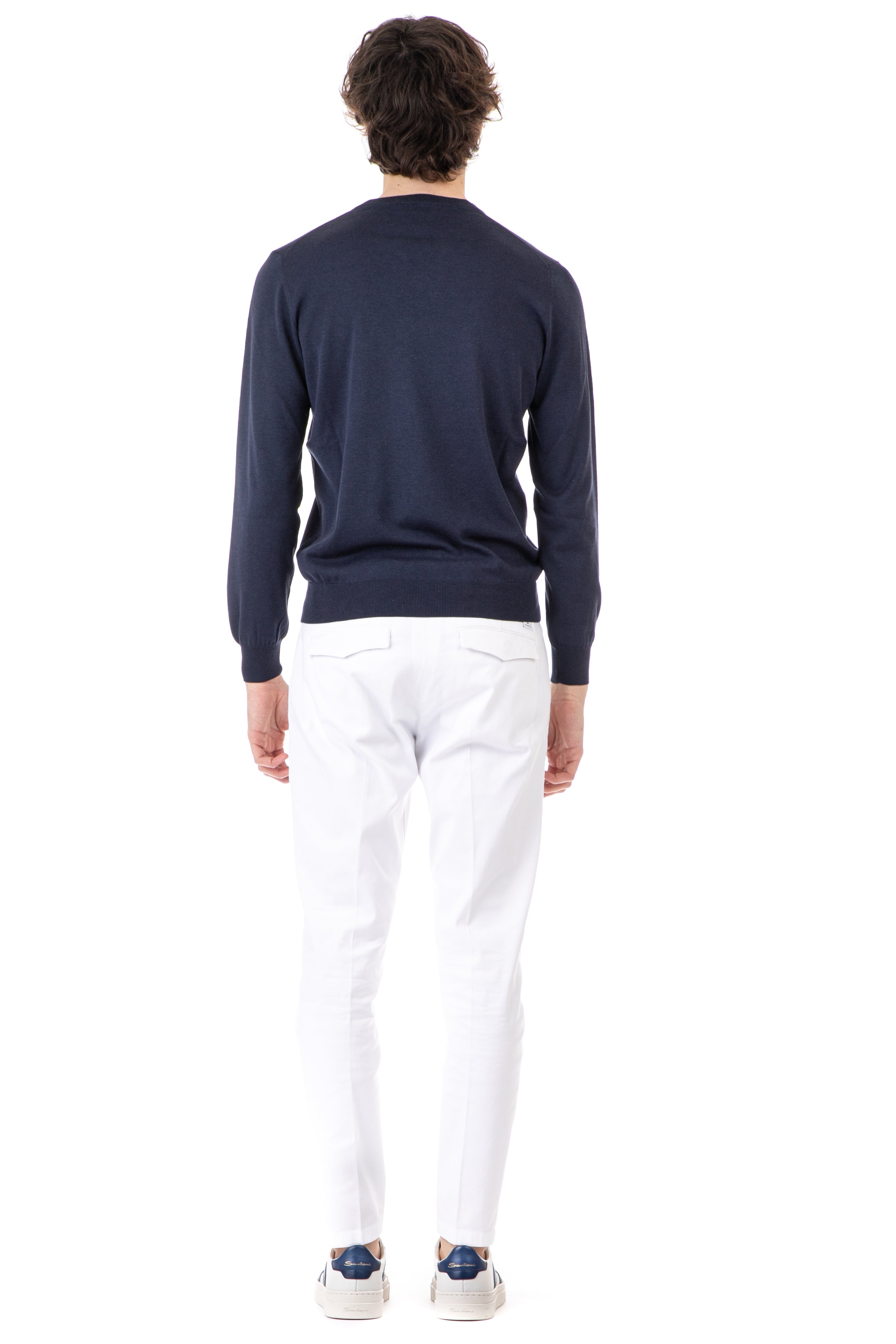 V-neck sweater in cotton-silk