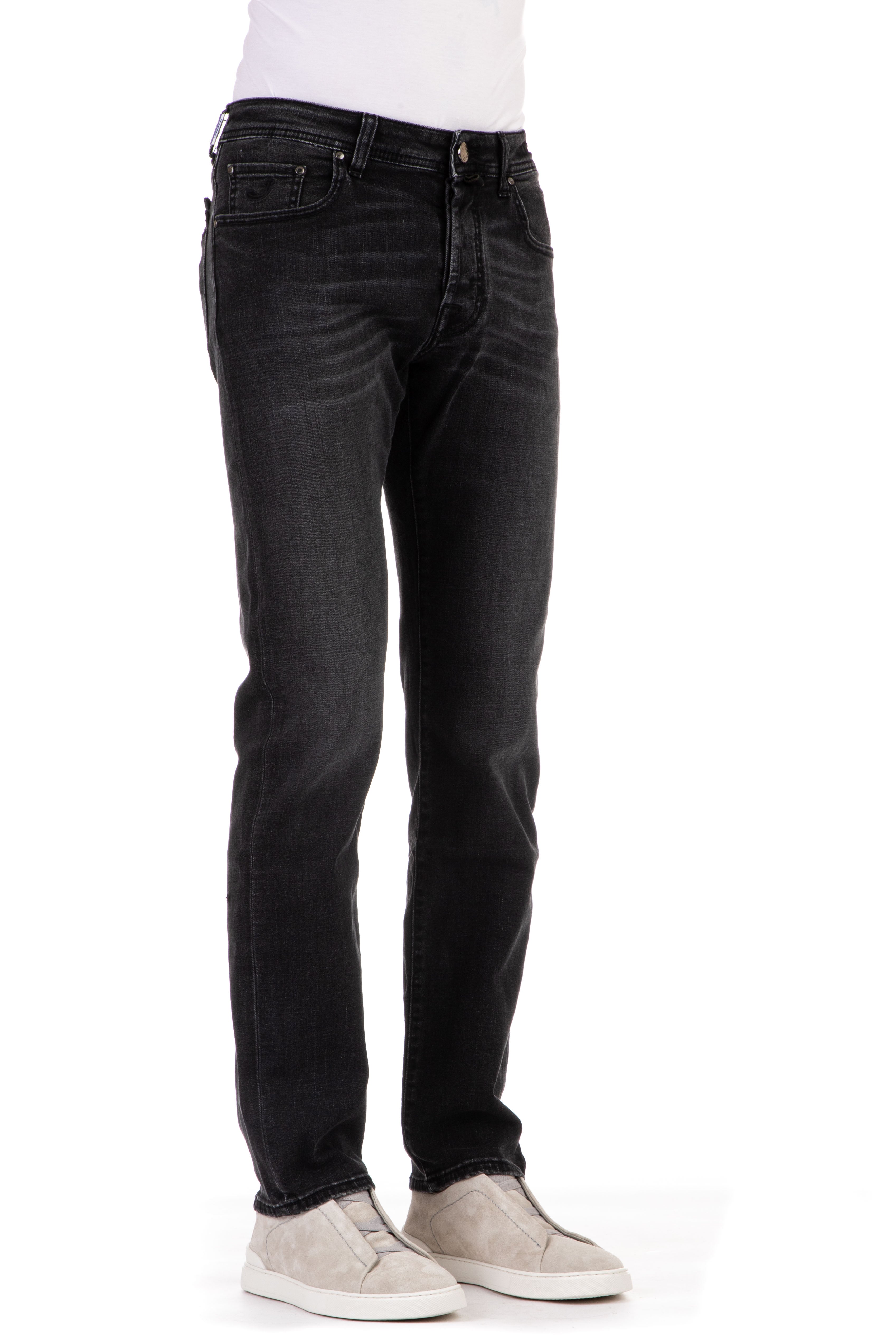 Jeans noir en coton-modal coupe bard