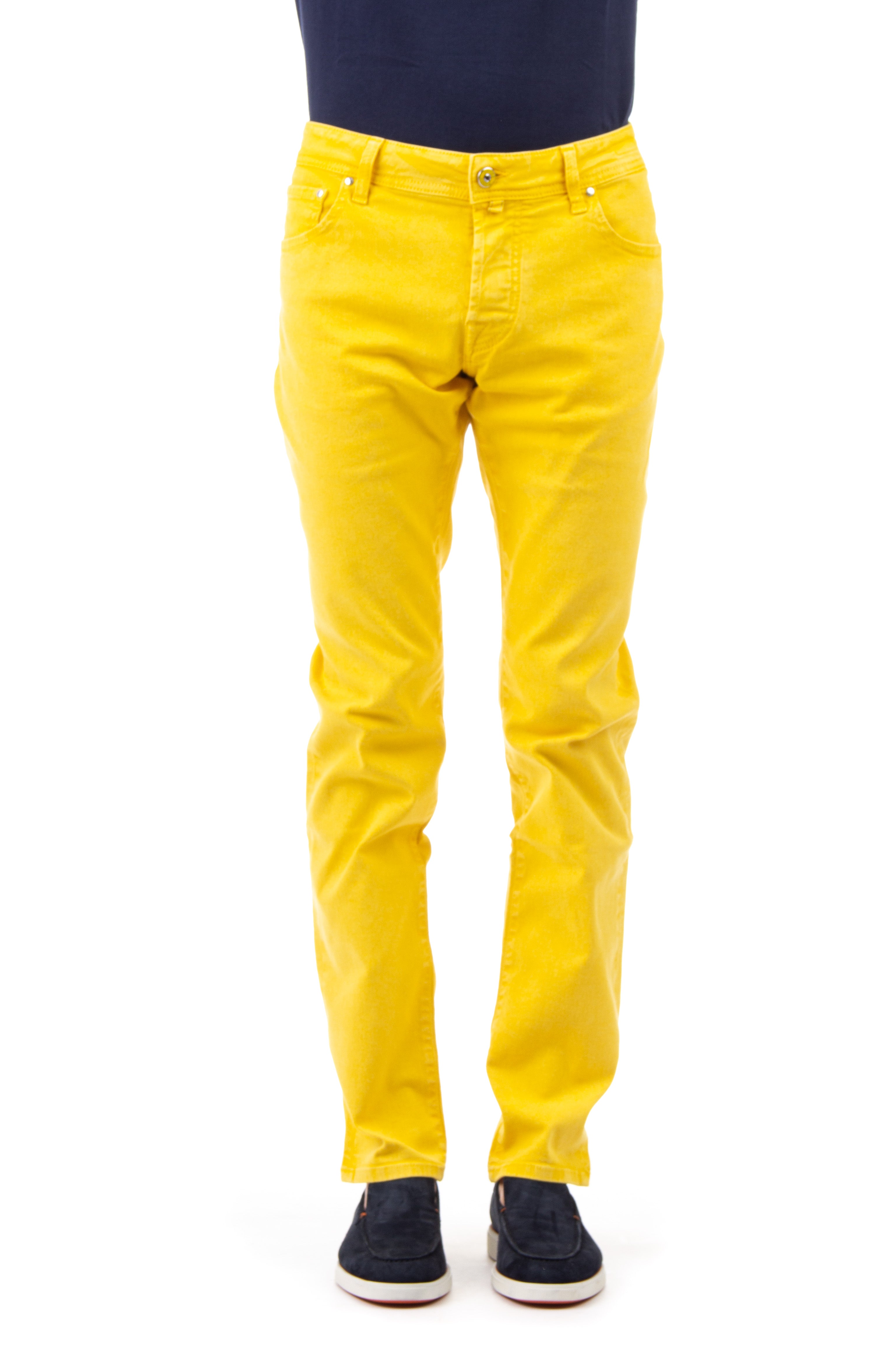 Slim fit yellow nickel cotton jeans