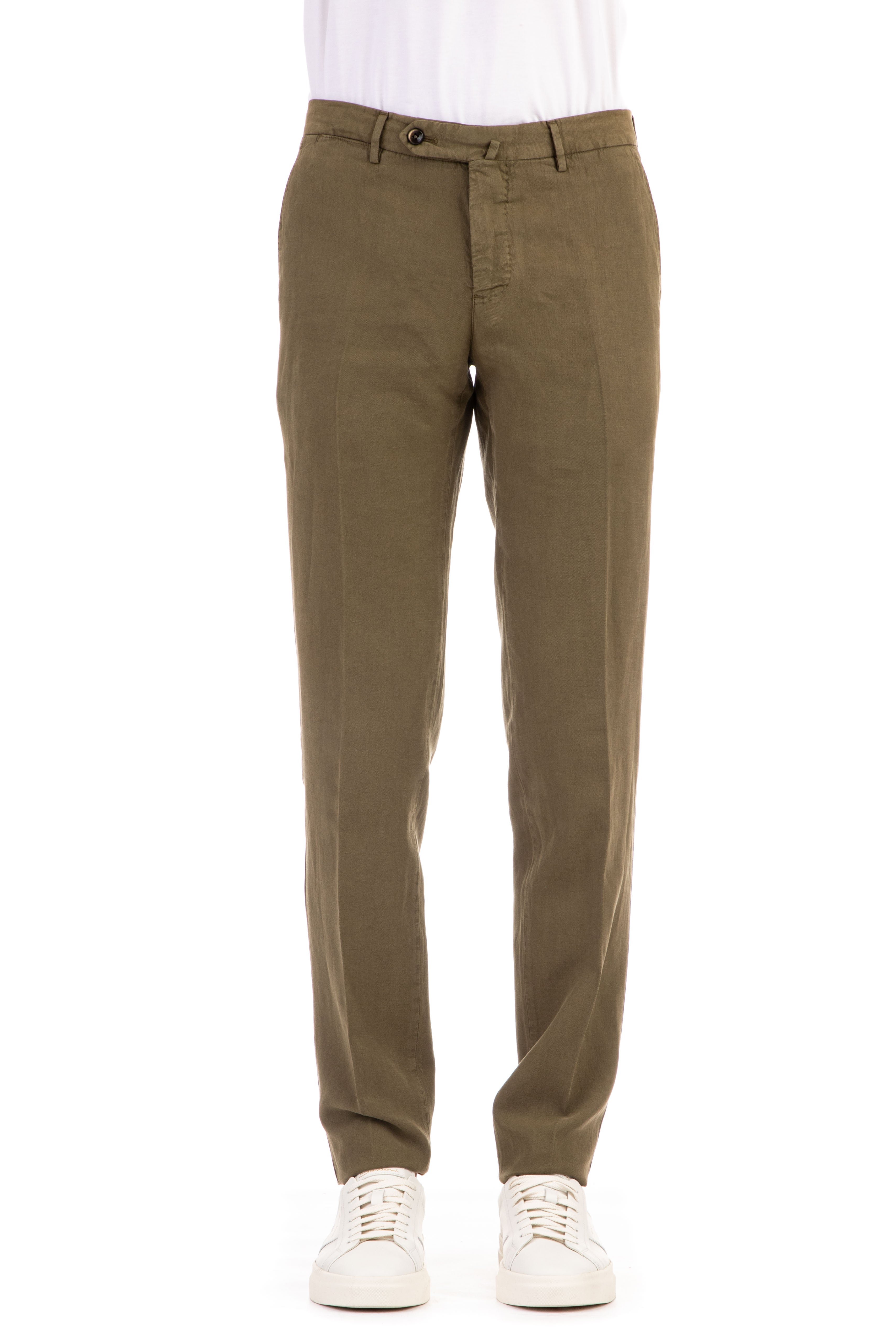 Pantaloni in lycra-lino-cotone slim fit