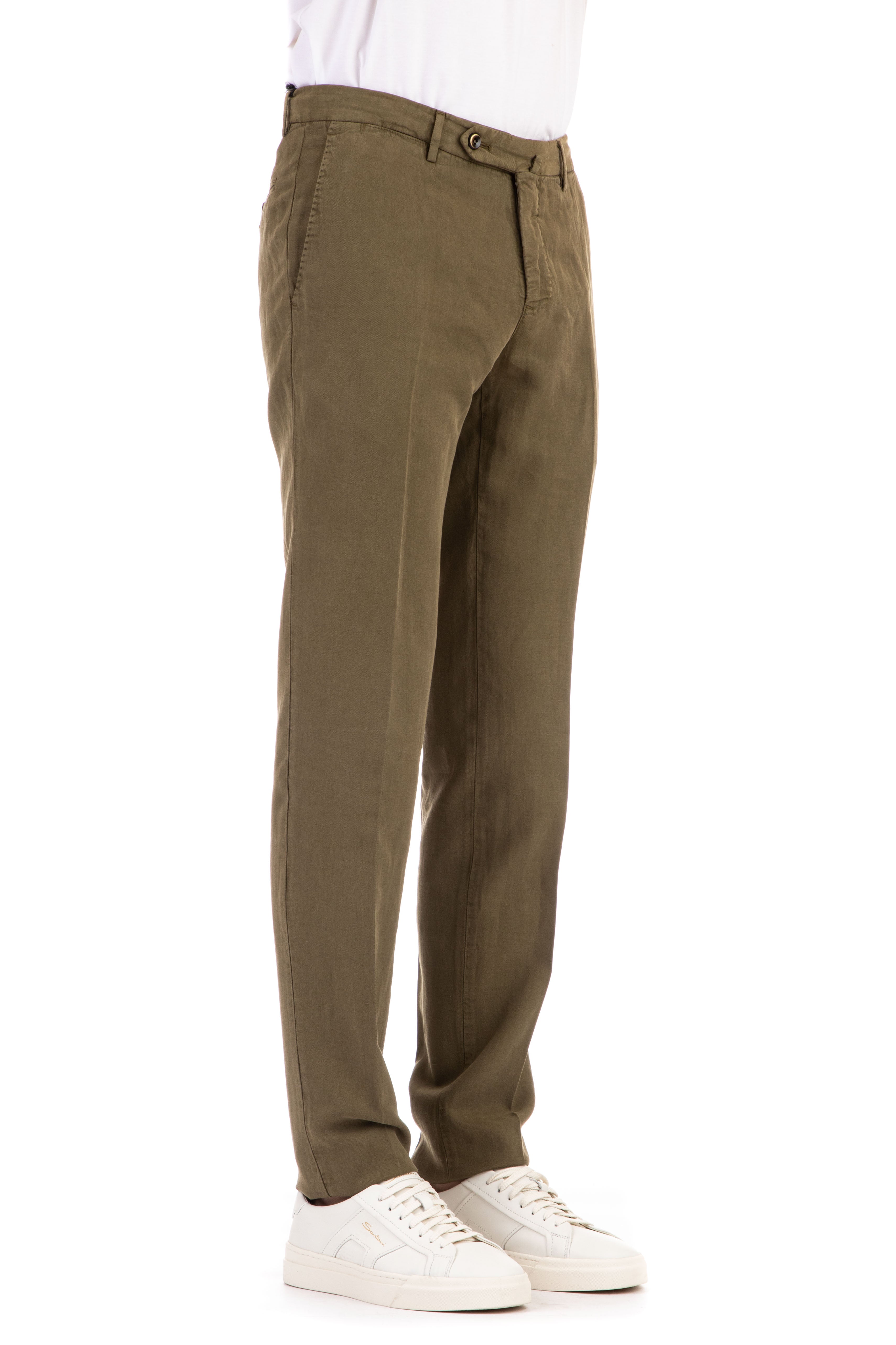 Pantaloni in lycra-lino-cotone slim fit