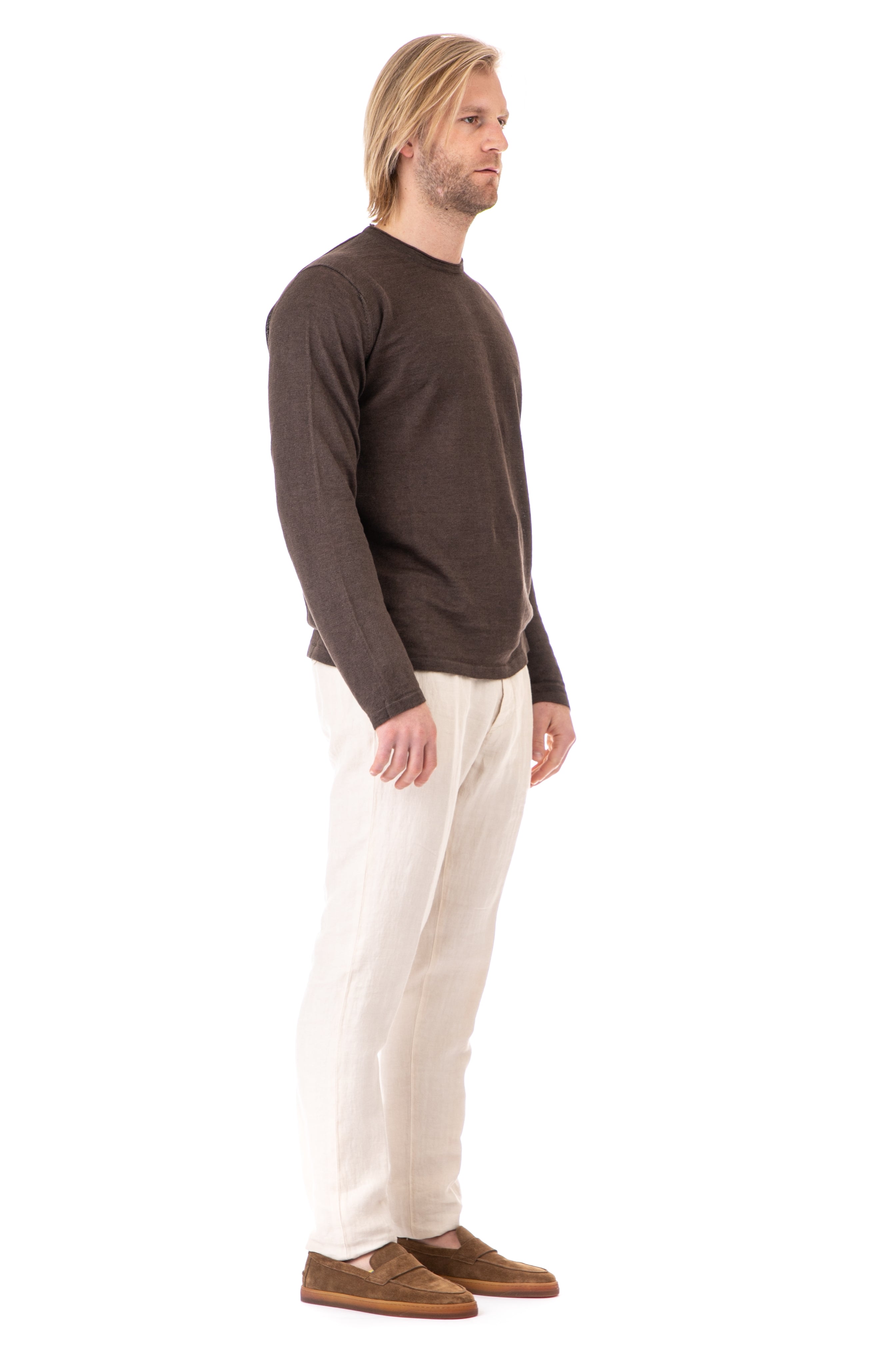 Linen crew neck sweater