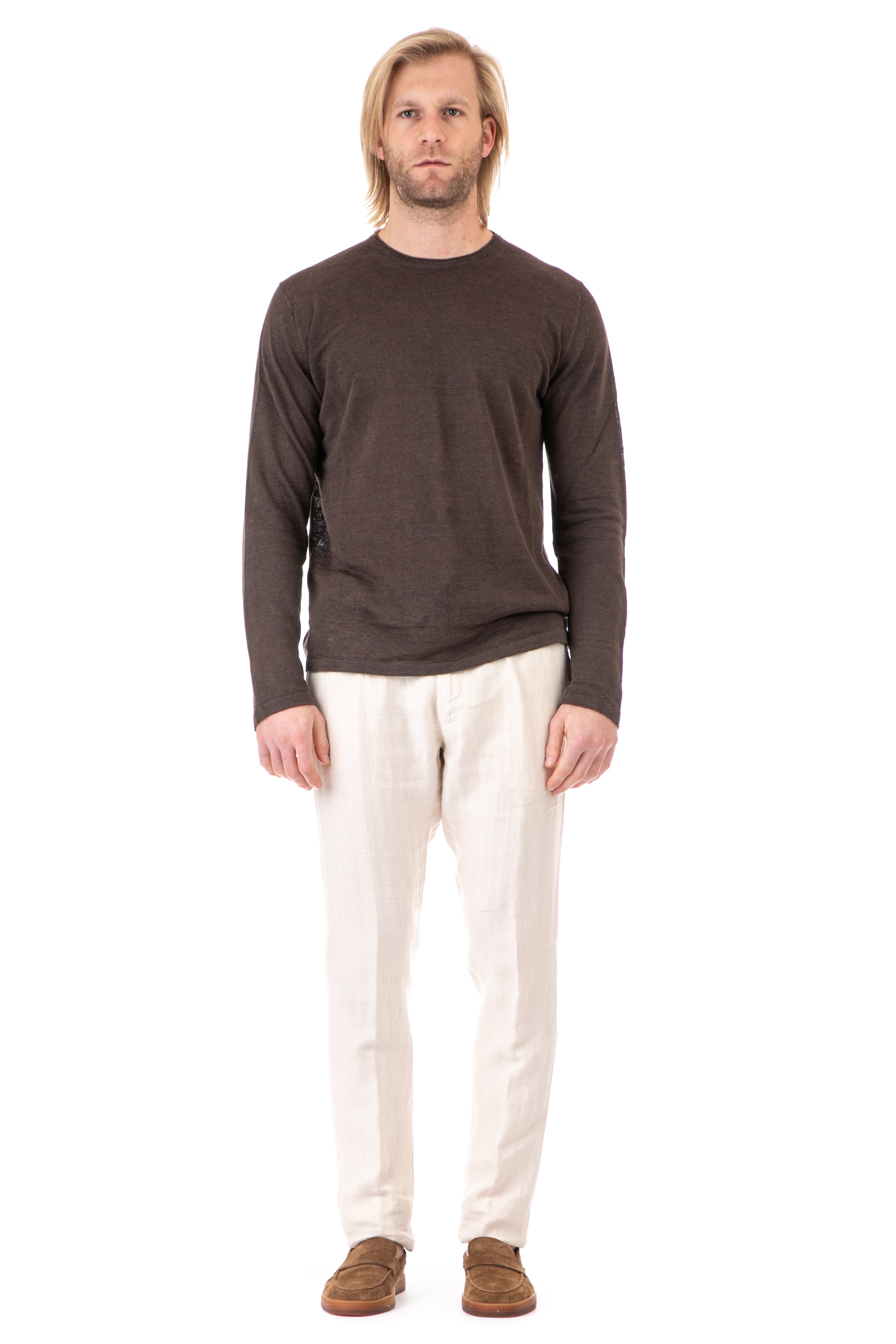 Linen crew neck sweater