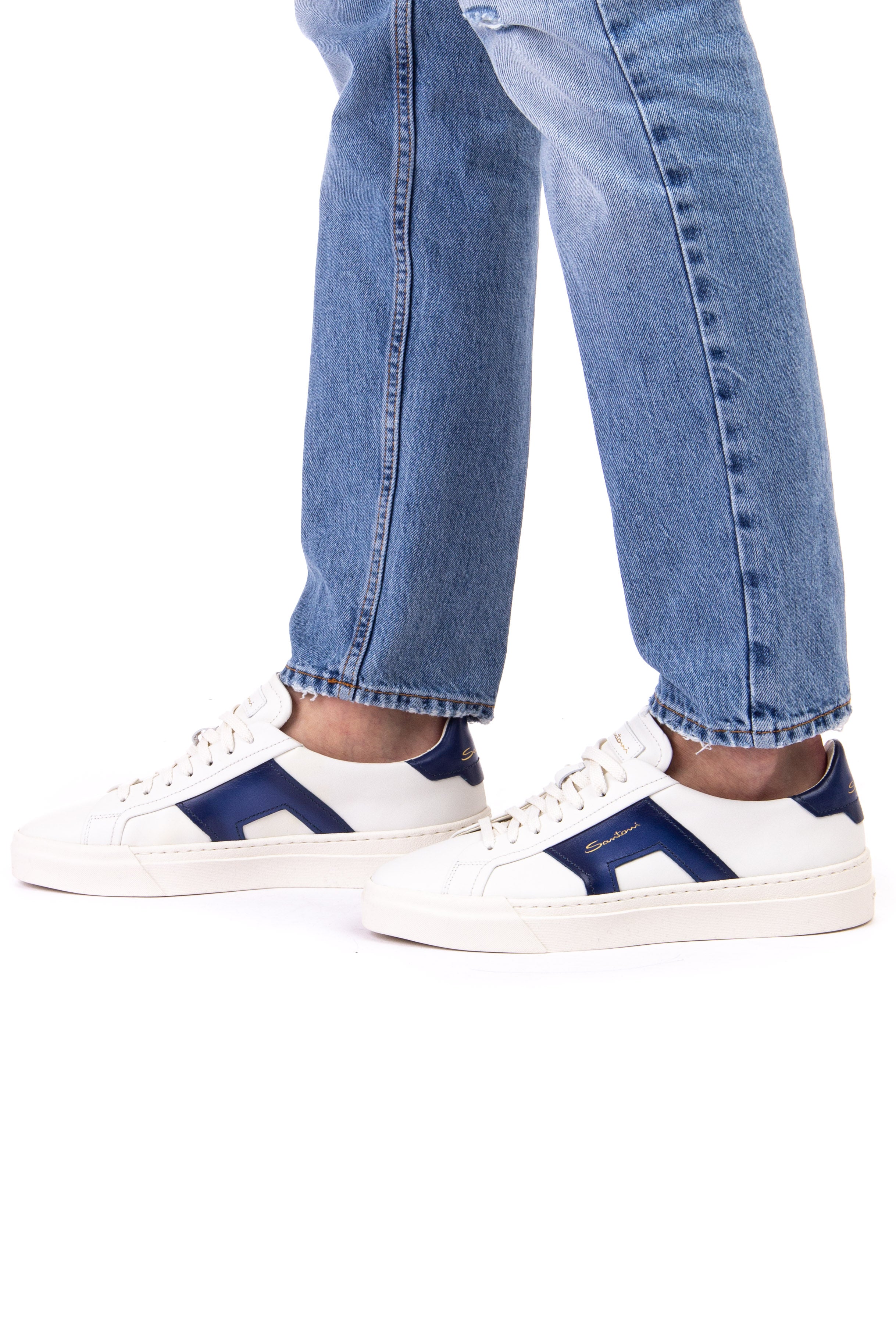 Sneaker in pelle double buckle