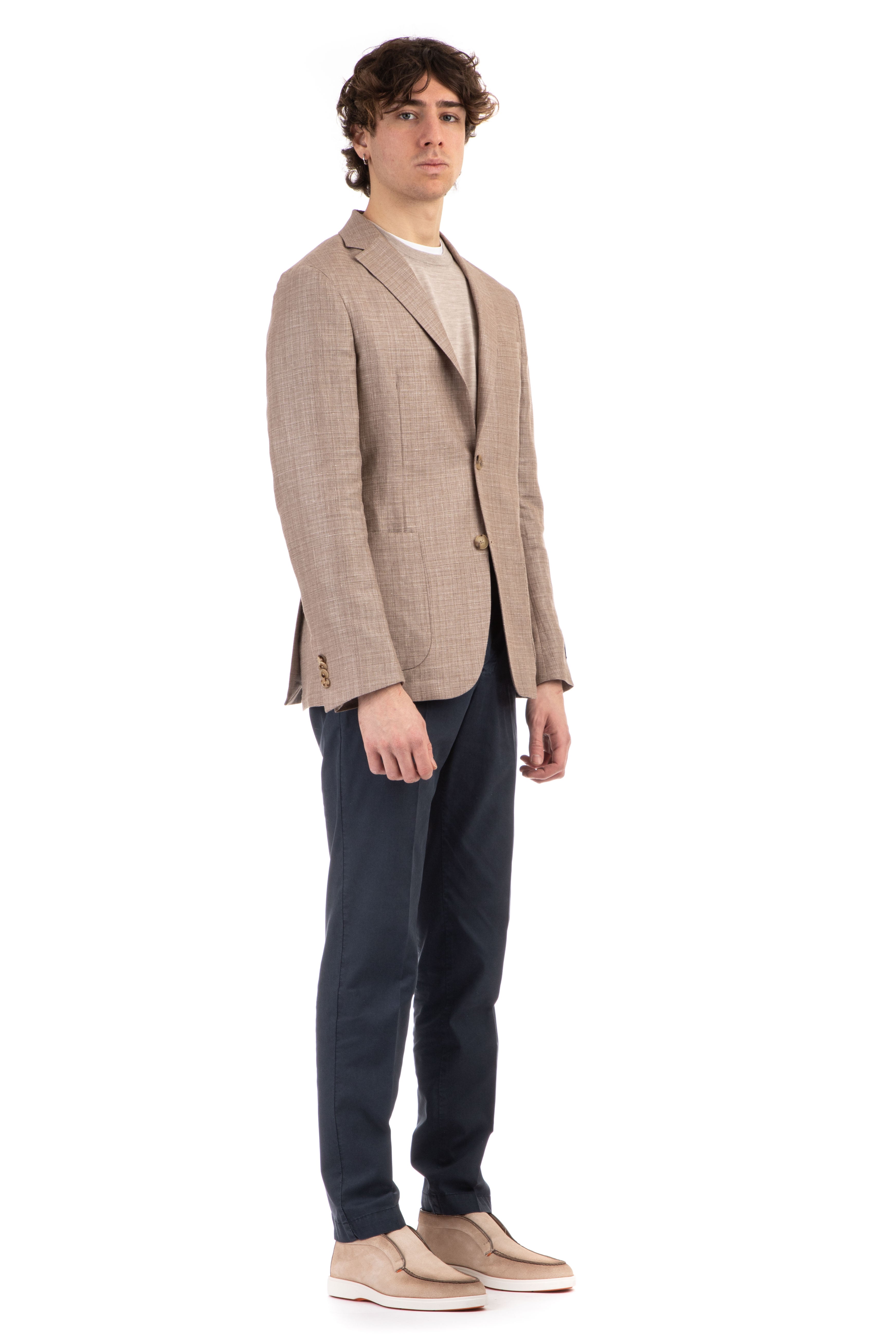 Woven linen-wool jacket