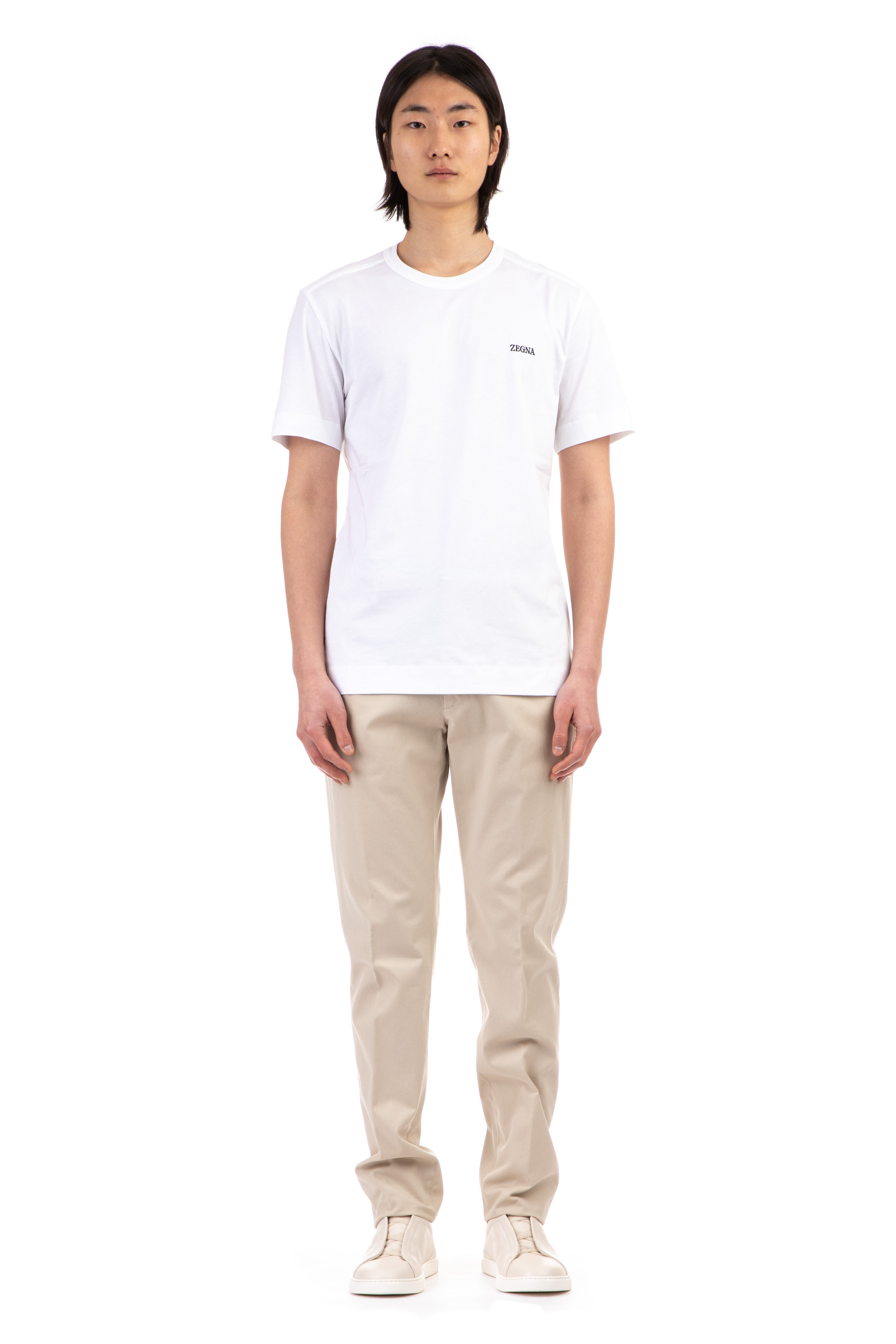 Mercerized cotton T-shirt with Zegna logo