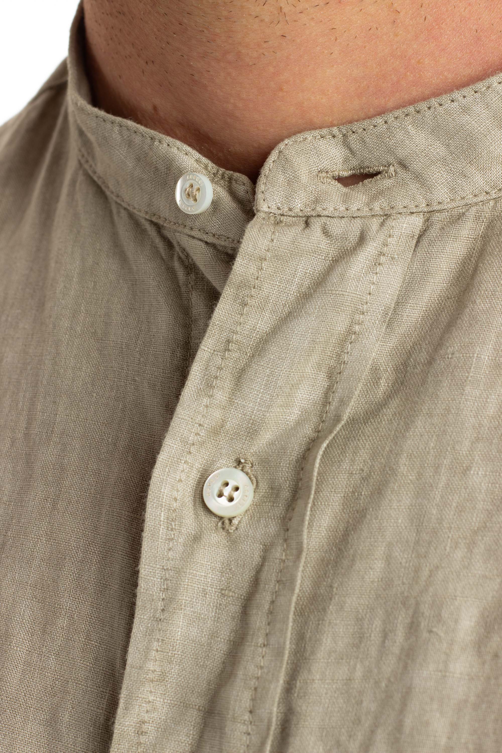 Mandarin collar linen shirt