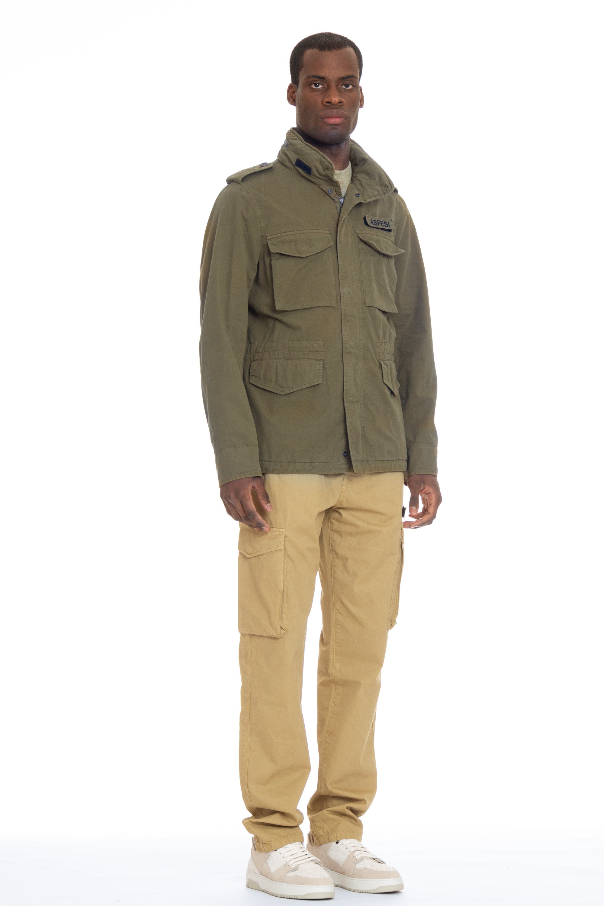 Mini field jacket in cotone con logo staccabile