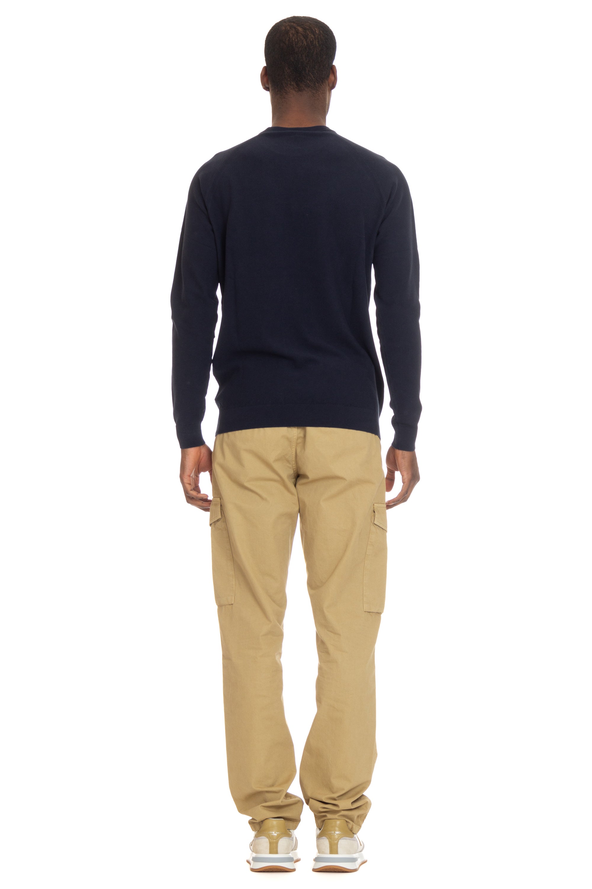 Crew-neck sweater in rice grain cotton