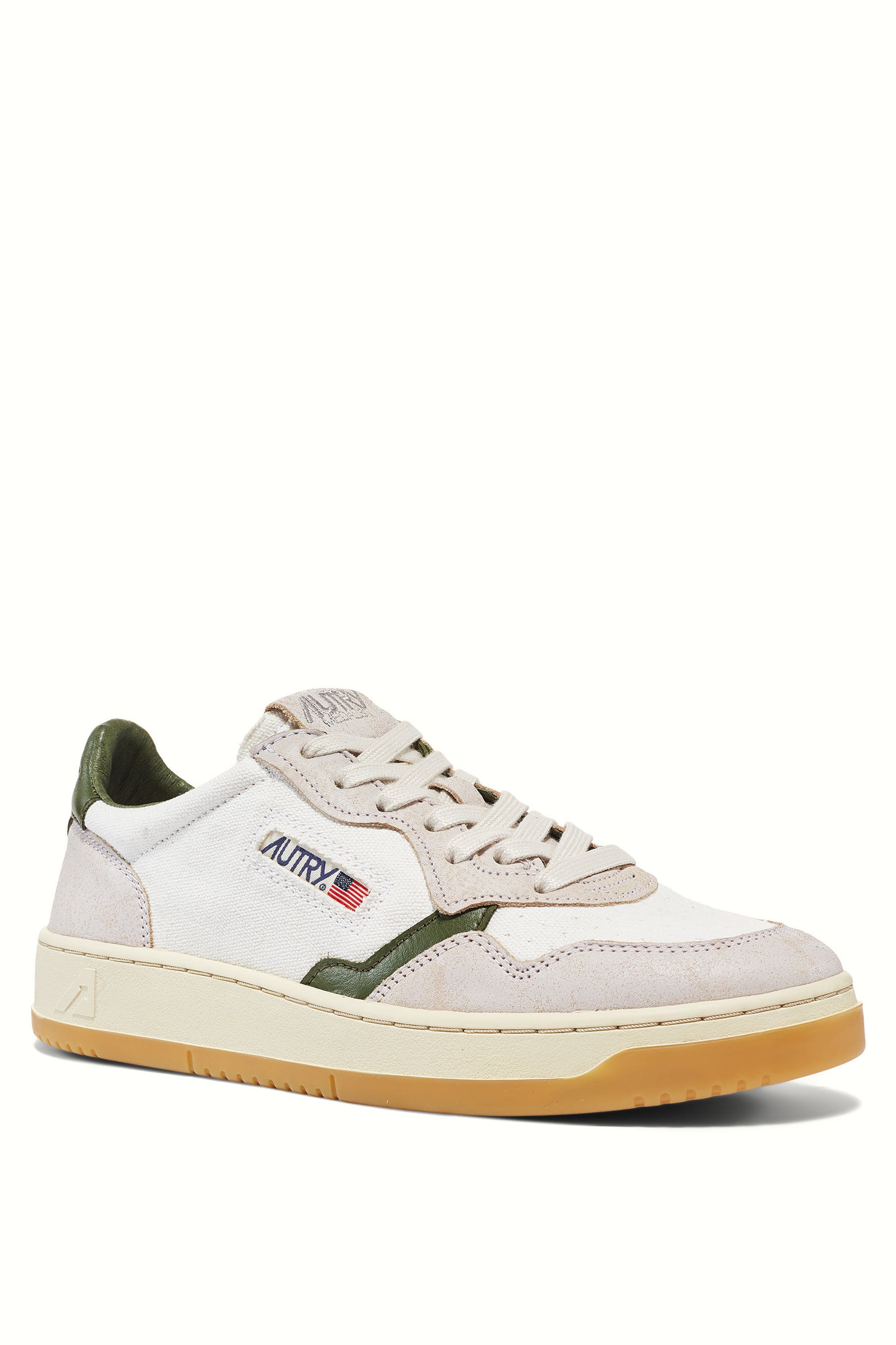 Medalist bi-material sneaker in canvas and leather