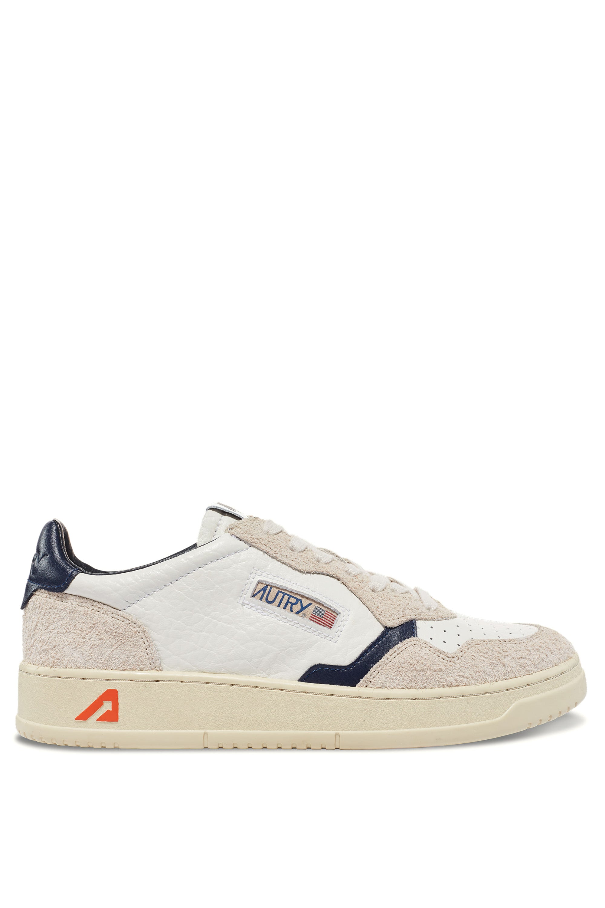 Medalist sneakers in two-tone leather and hair-effect suede